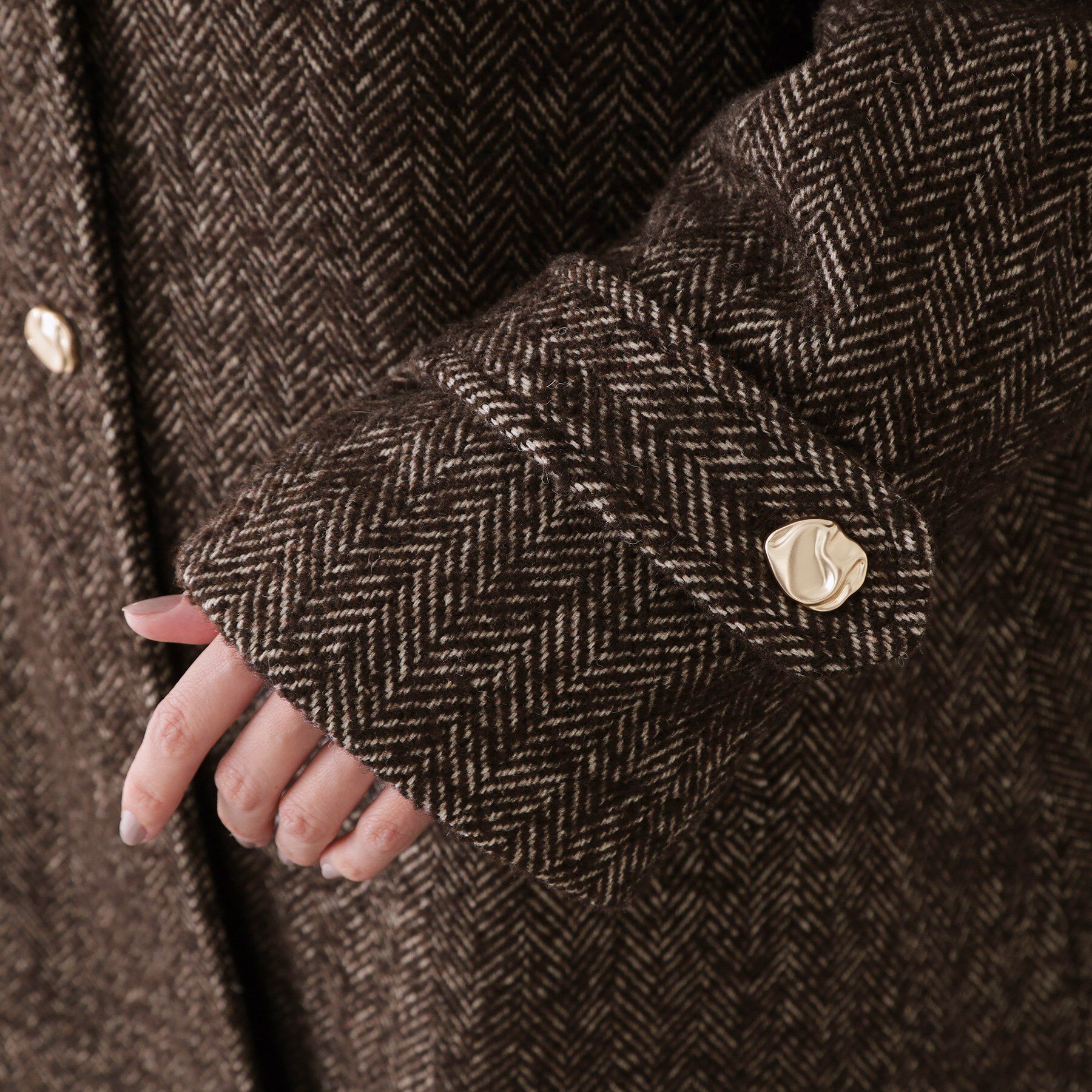 OPAQUE.CLIP「ヘリンボーンステンカラーコート」|ステンカラーコート|