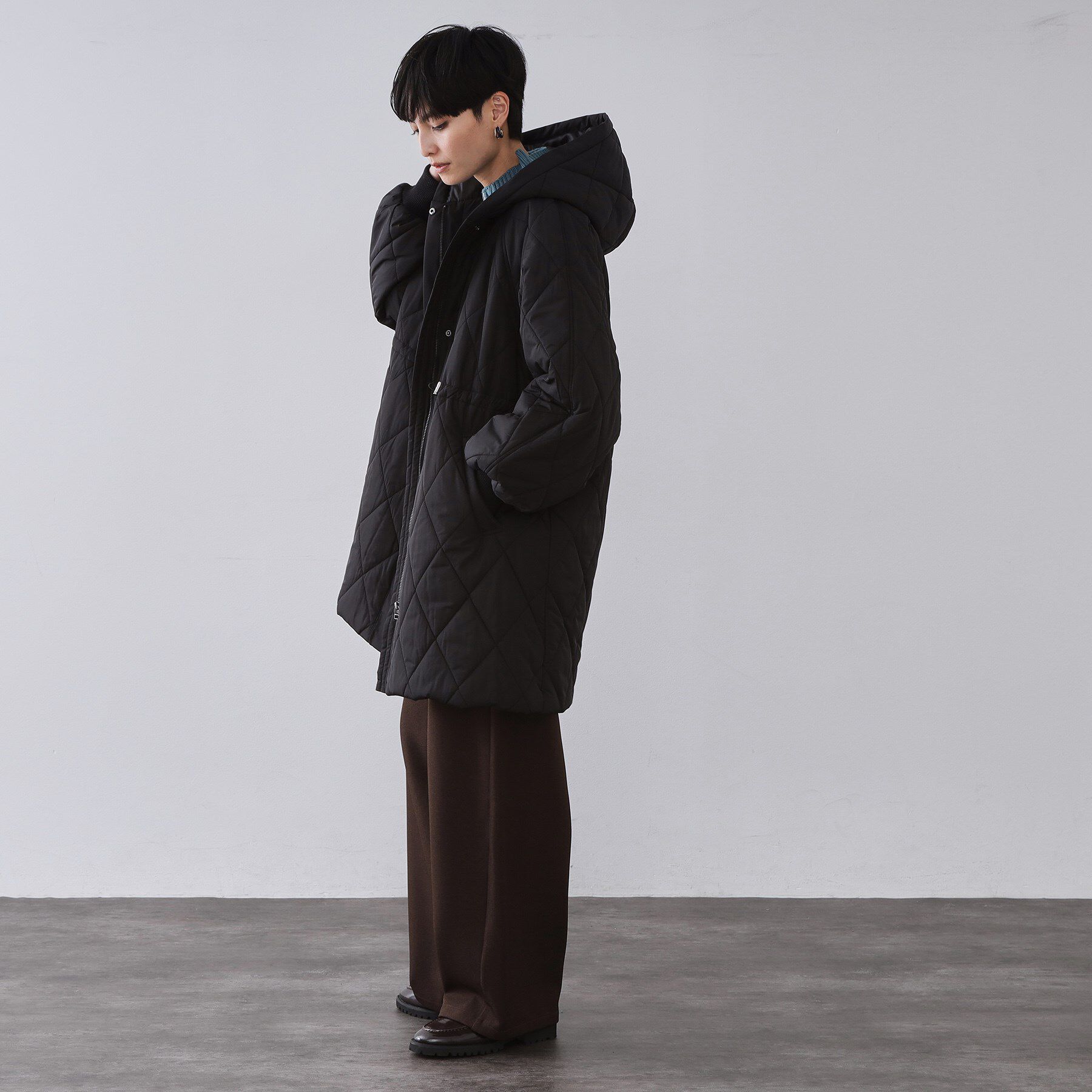 OPAQUE.CLIP「撥水キルティングロングコート【洗える】」|ダウン|