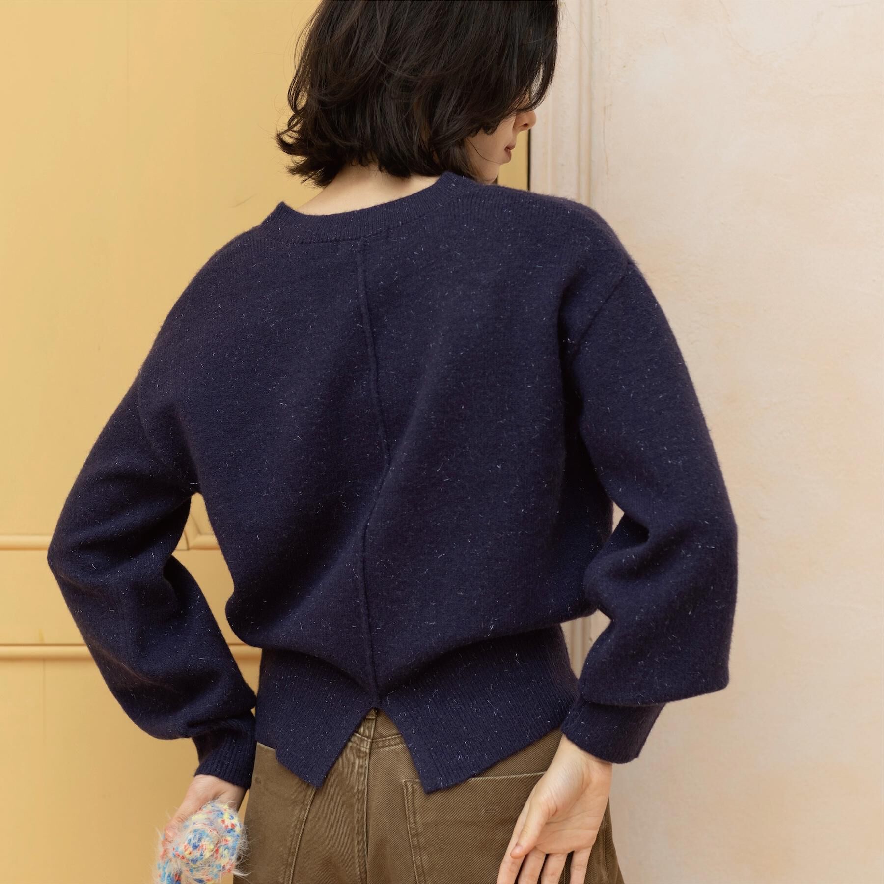 OPAQUE.CLIP「Vネックラメニット【洗濯機OK】」|ニット・セーター|