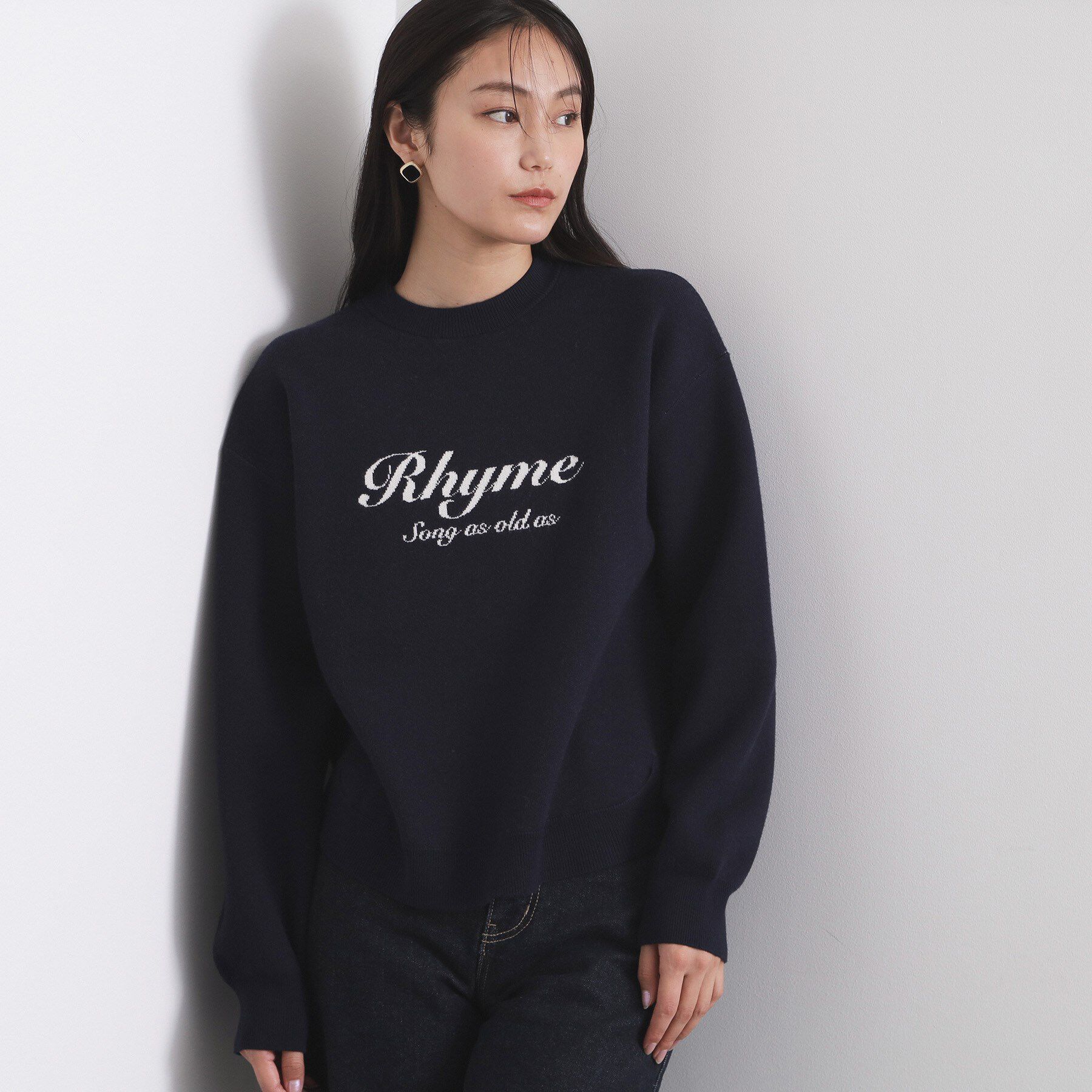 OPAQUE.CLIP「襟付きロゴジャカードニット【洗濯機OK】」|ニット・セーター|