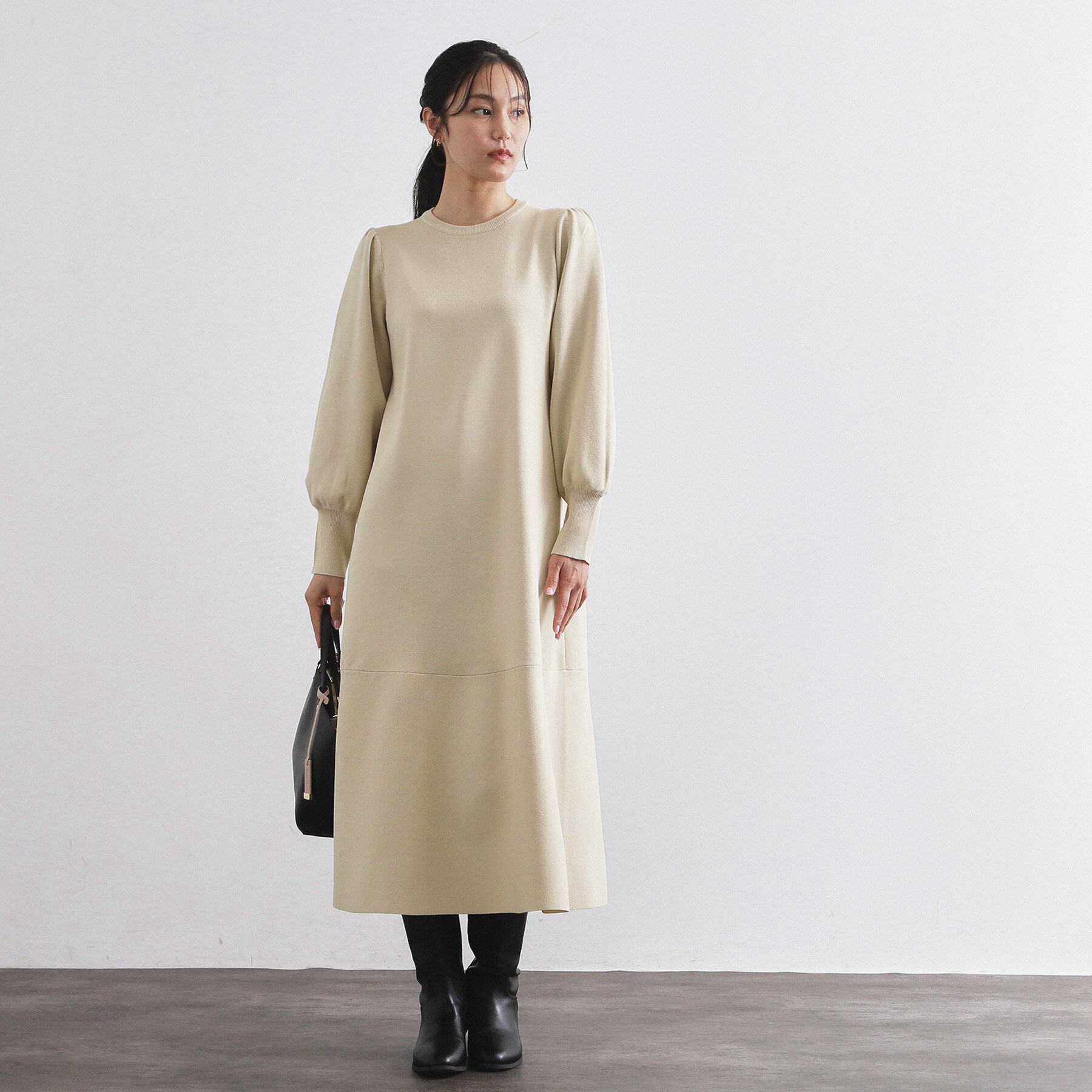 OPAQUE.CLIP「裾フレアニットワンピース【洗濯機OK/抗ピル】」|ワンピース|