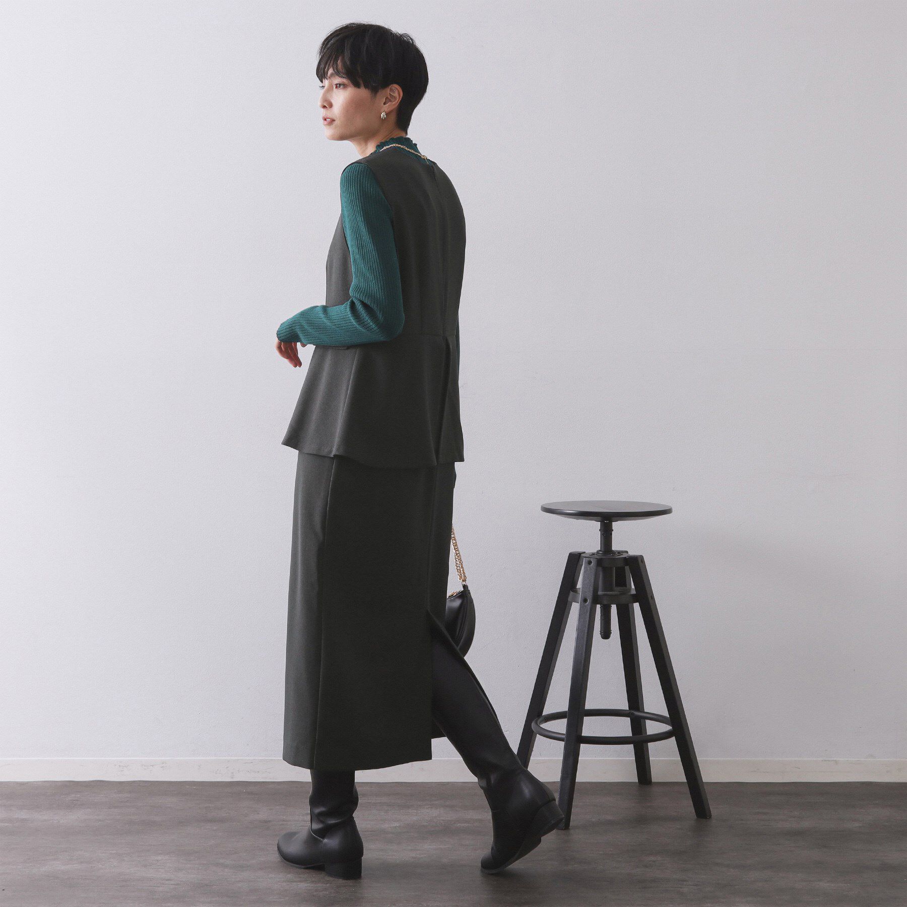 OPAQUE.CLIP「ペプラムデザインジャンパースカート【洗濯機OK】」|ワンピース|