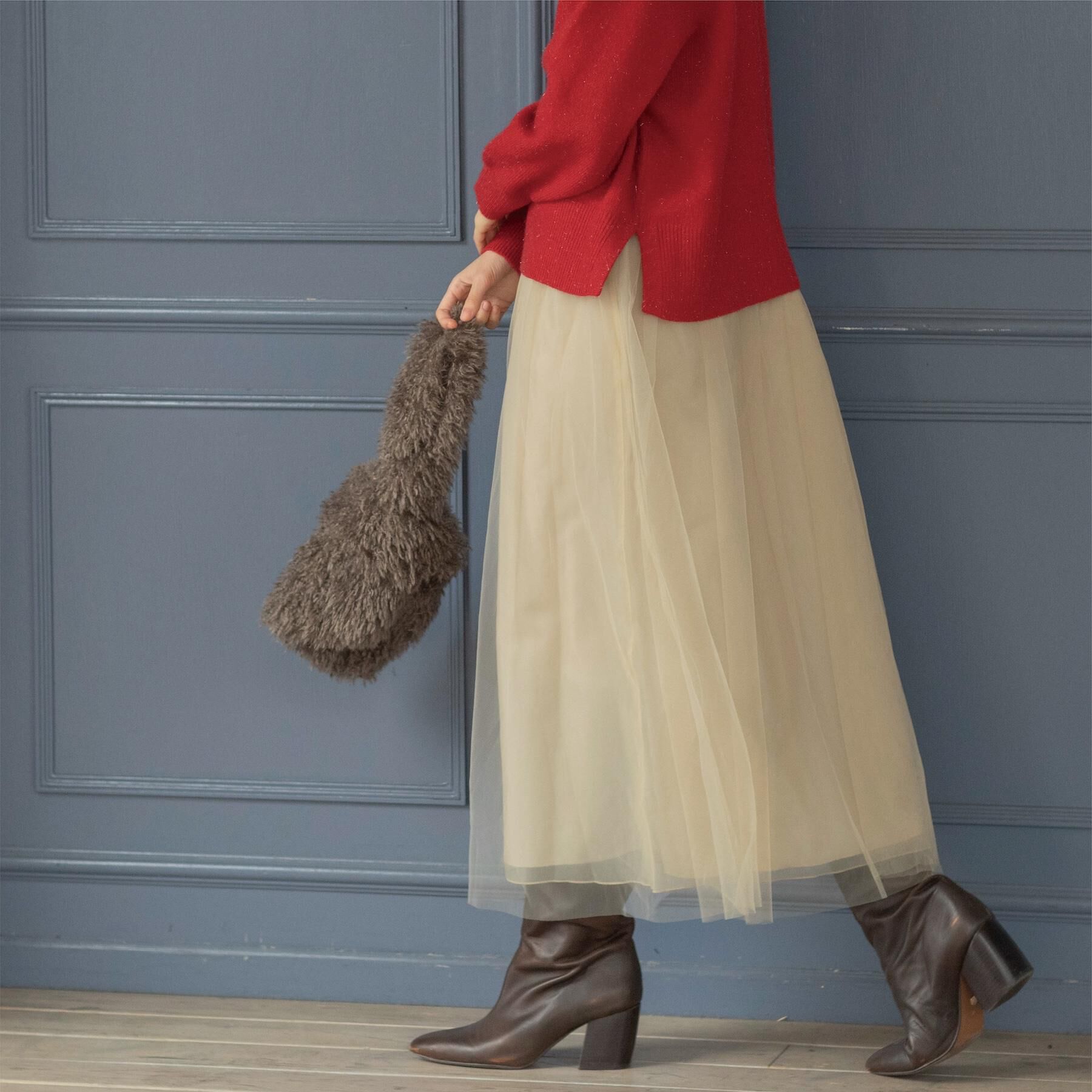 OPAQUE.CLIP「チュールイージーギャザースカート【洗濯機OK】」|スカート|