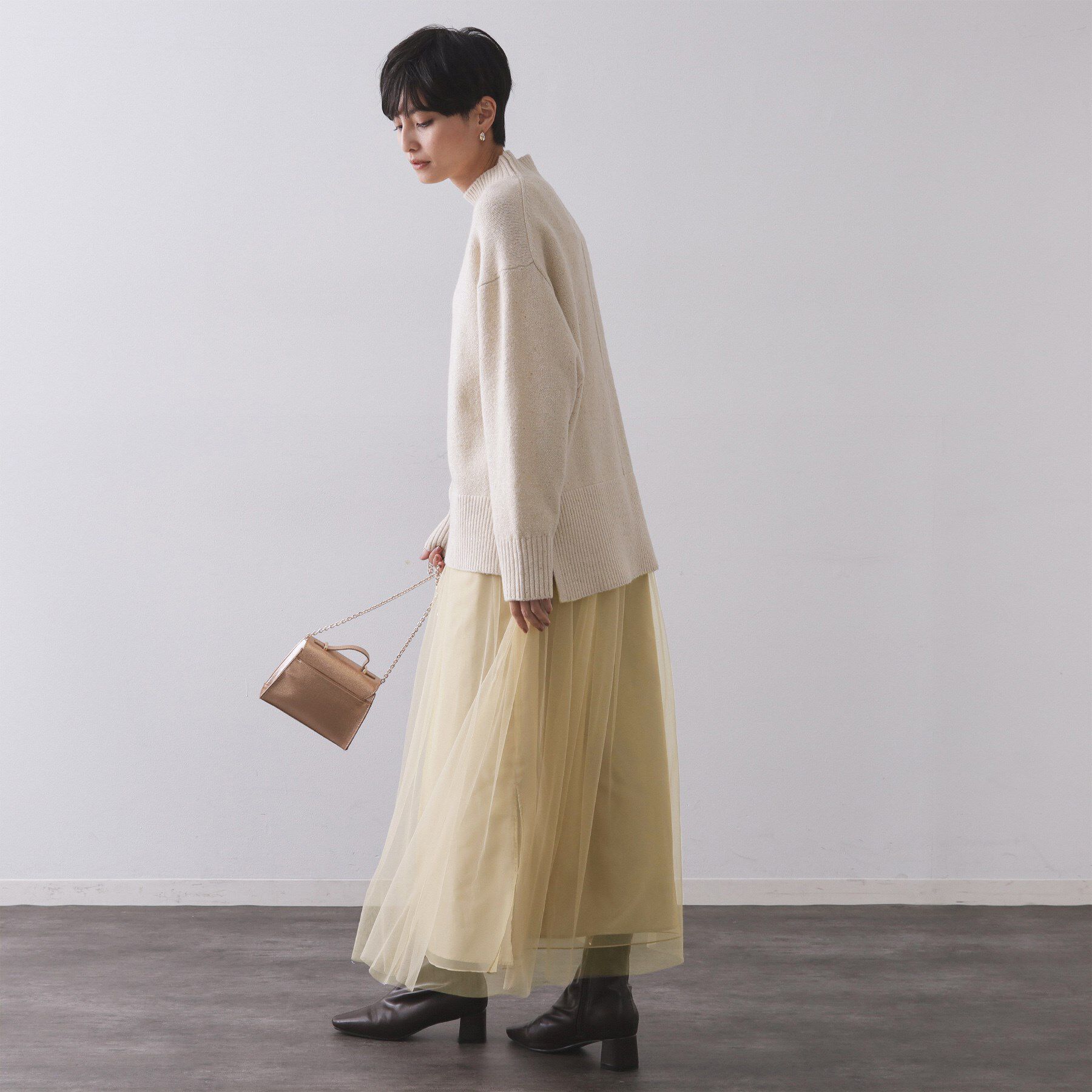 OPAQUE.CLIP「チュールイージーギャザースカート【洗濯機OK】」|スカート|