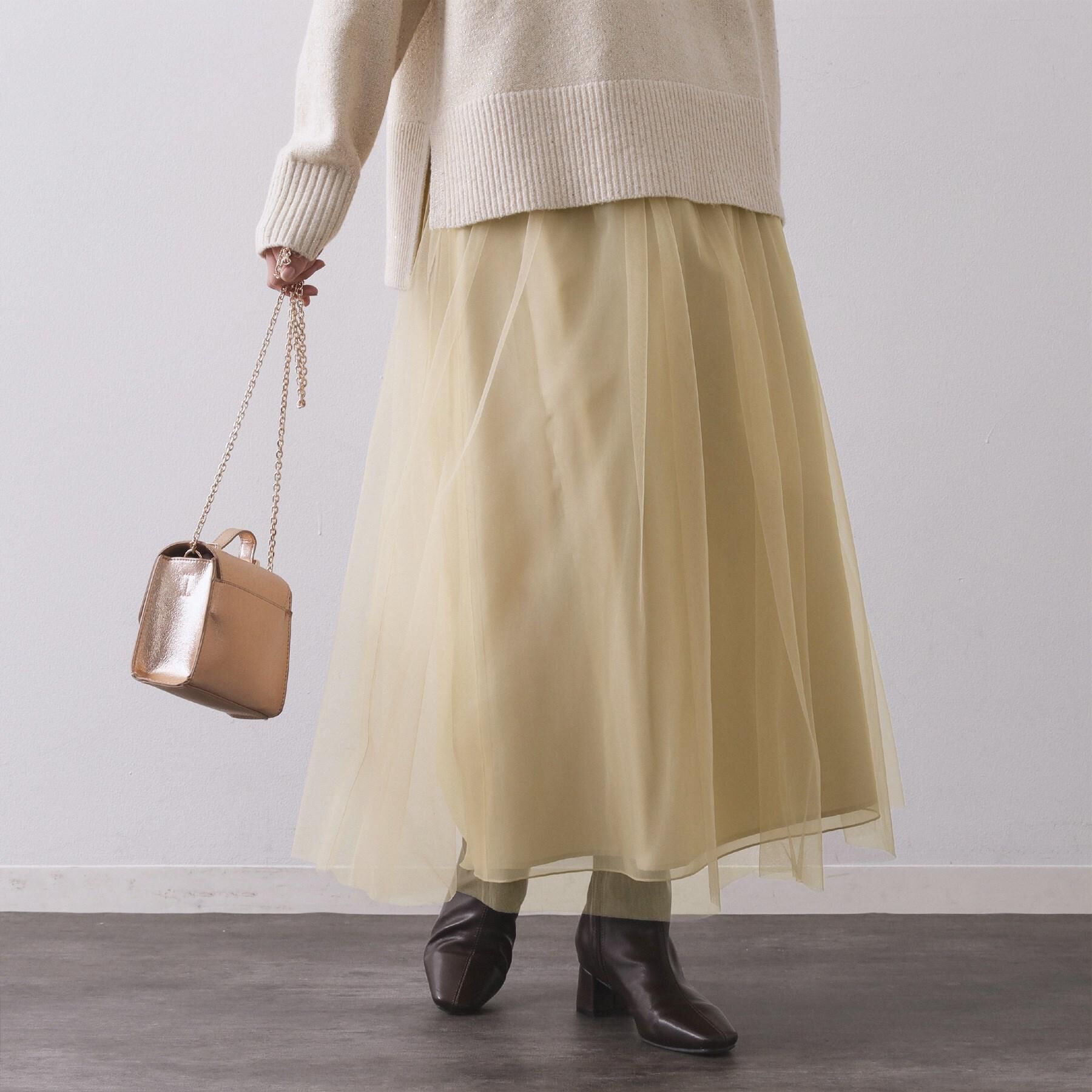 OPAQUE.CLIP「チュールイージーギャザースカート【洗濯機OK】」|スカート|