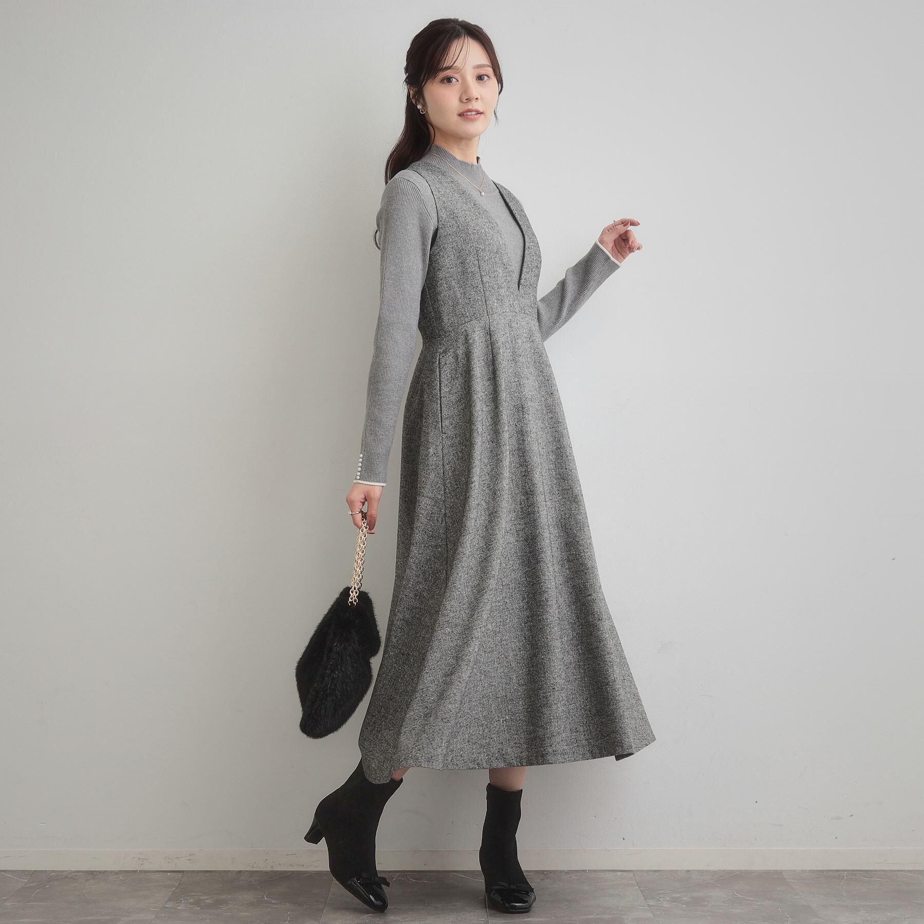 Couture broach「【多機能・フェミニン】パール調リブニット」|ニット・セーター|