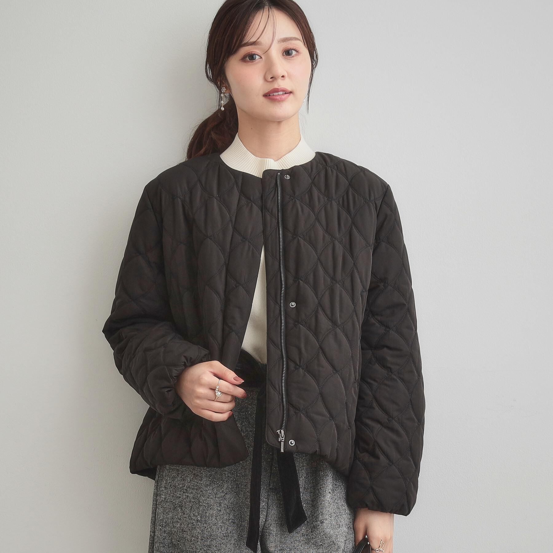 Couture broach「【撥水・大人可愛い】リボンキルティングジャケット」|ブルゾン・スタジャン|