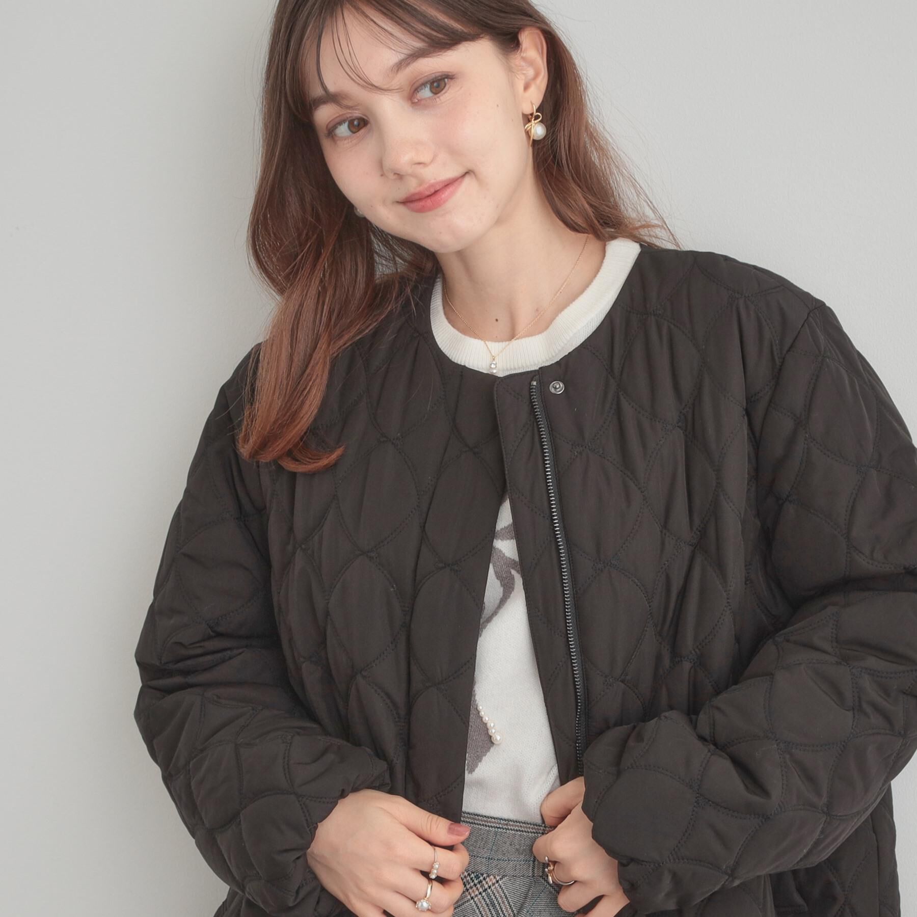 Couture broach「【撥水・大人可愛い】リボンキルティングジャケット」|ブルゾン・スタジャン|