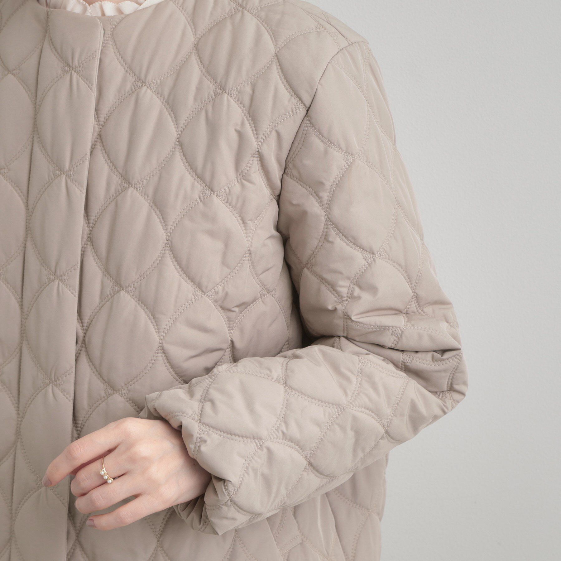 Couture broach「【撥水・大人可愛い】リボンキルティングジャケット」|ブルゾン・スタジャン|
