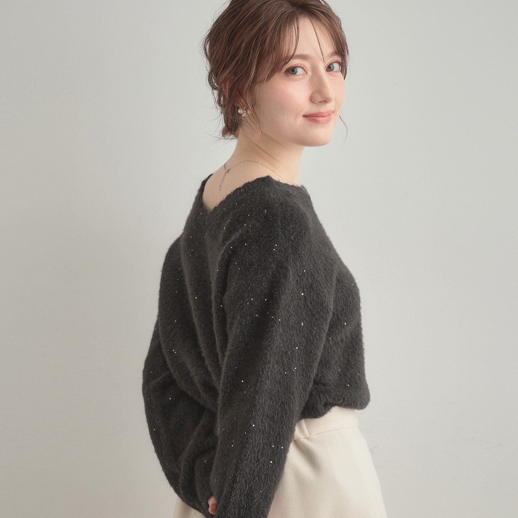 Couture broach「【前後2WAY】スパンコールラメフェザー ニット」|ニット・セーター|