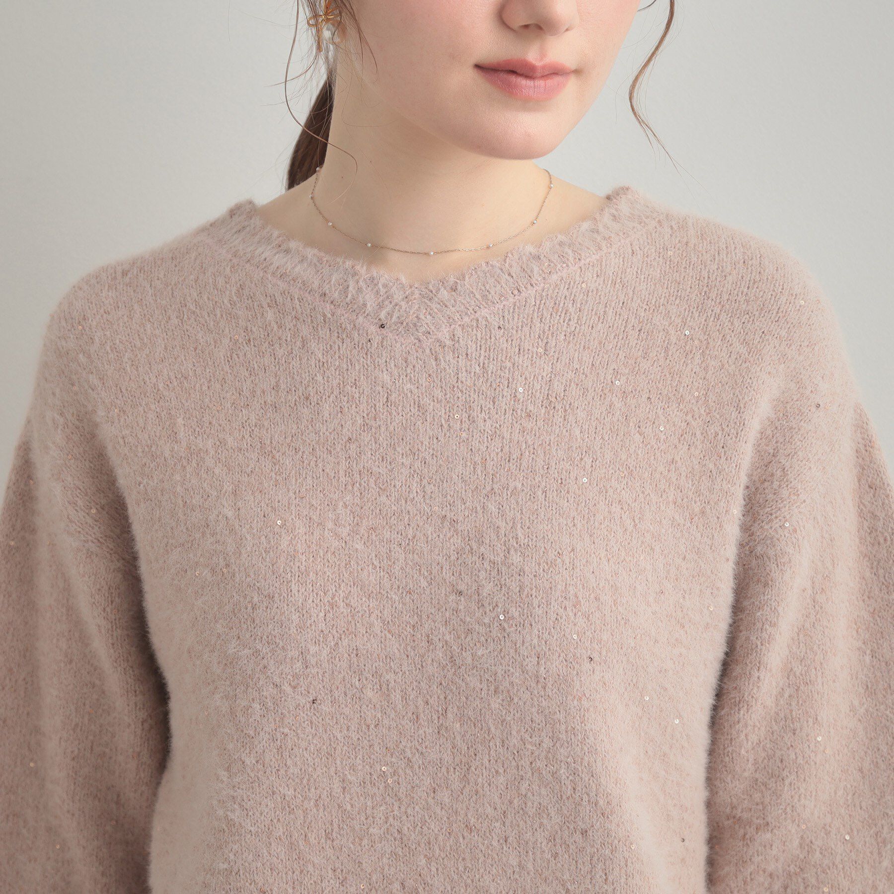 Couture broach「【前後2WAY】スパンコールラメフェザー ニット」|ニット・セーター|