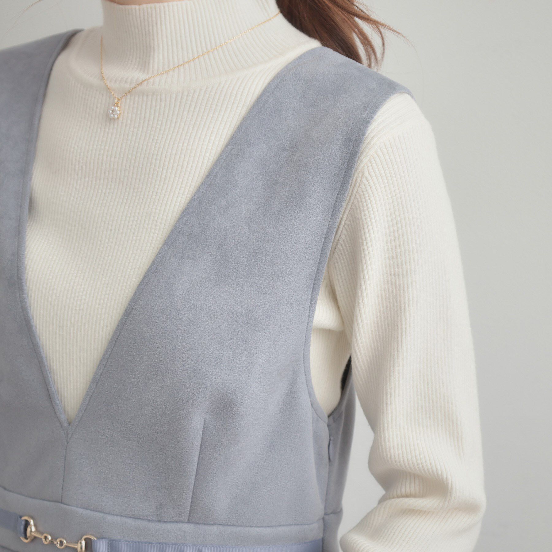 Couture broach「【S-LL/通勤】ビット付き スエード調ダンボールジャンスカ」|ワンピース|