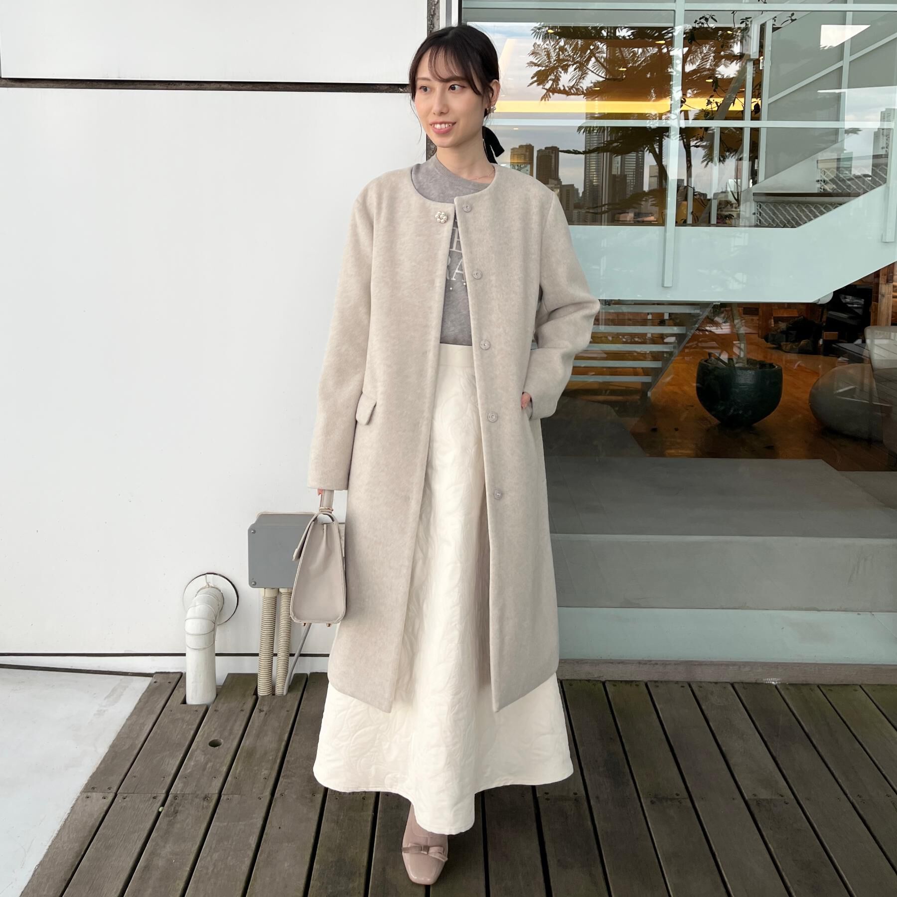 Couture broach「【洗える】リーフジャカード フレアスカート」|スカート|