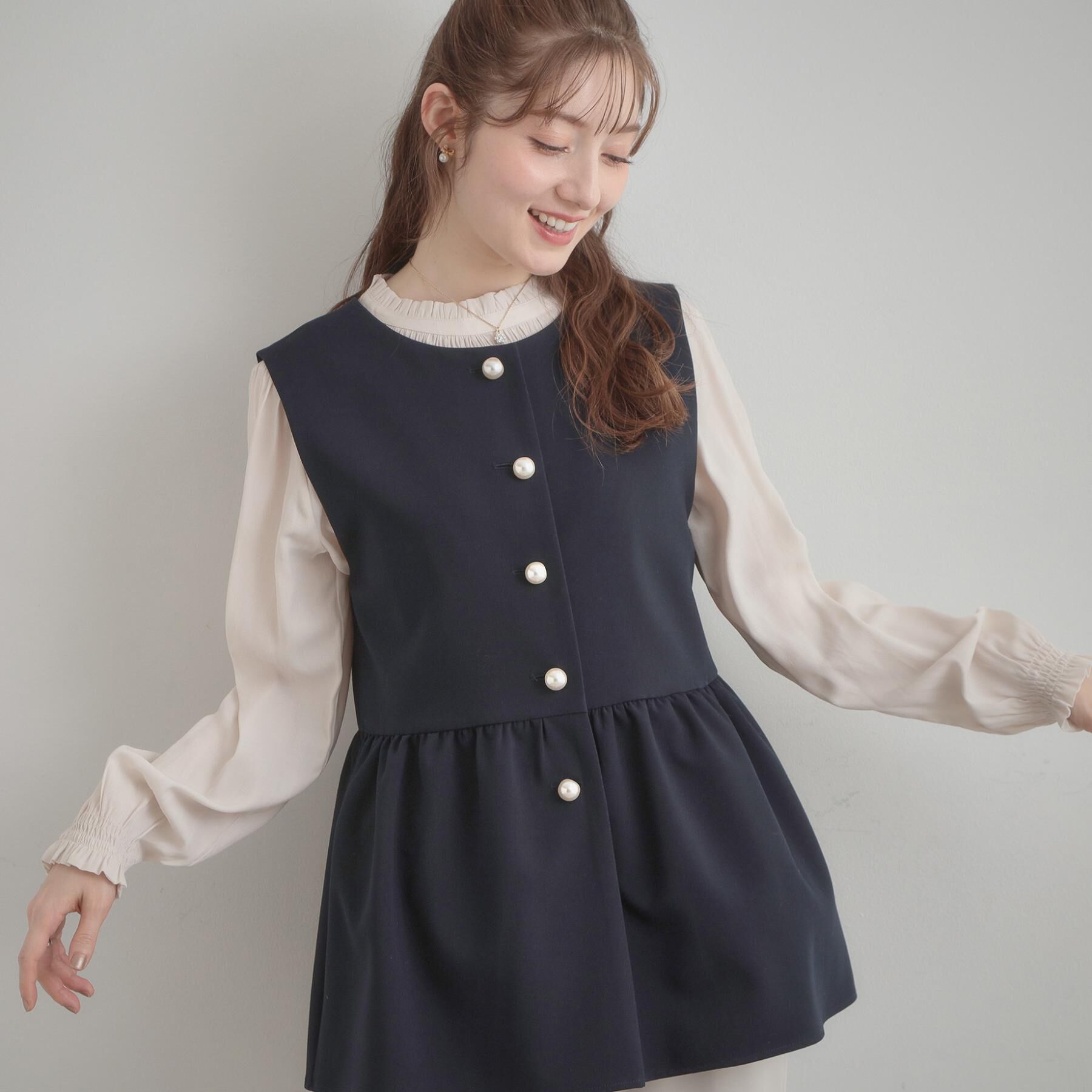 Couture broach「【ハレの日・通勤】TRダブルクロスジレ」|ベスト・ジレ|