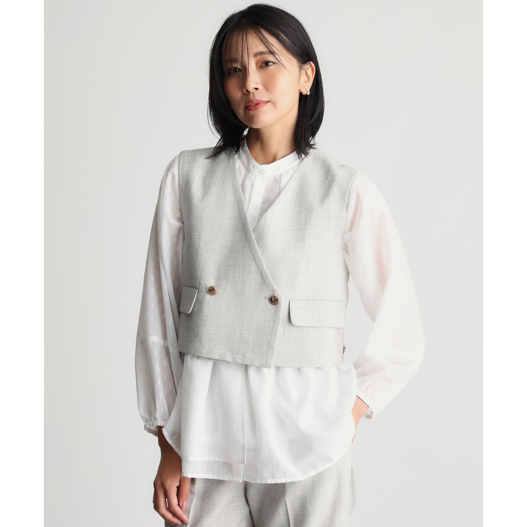 THE SHOP TK「【セットアップ可／ONOFF活躍】カルゼショートジレ／洗える」|ベスト・ジレ|