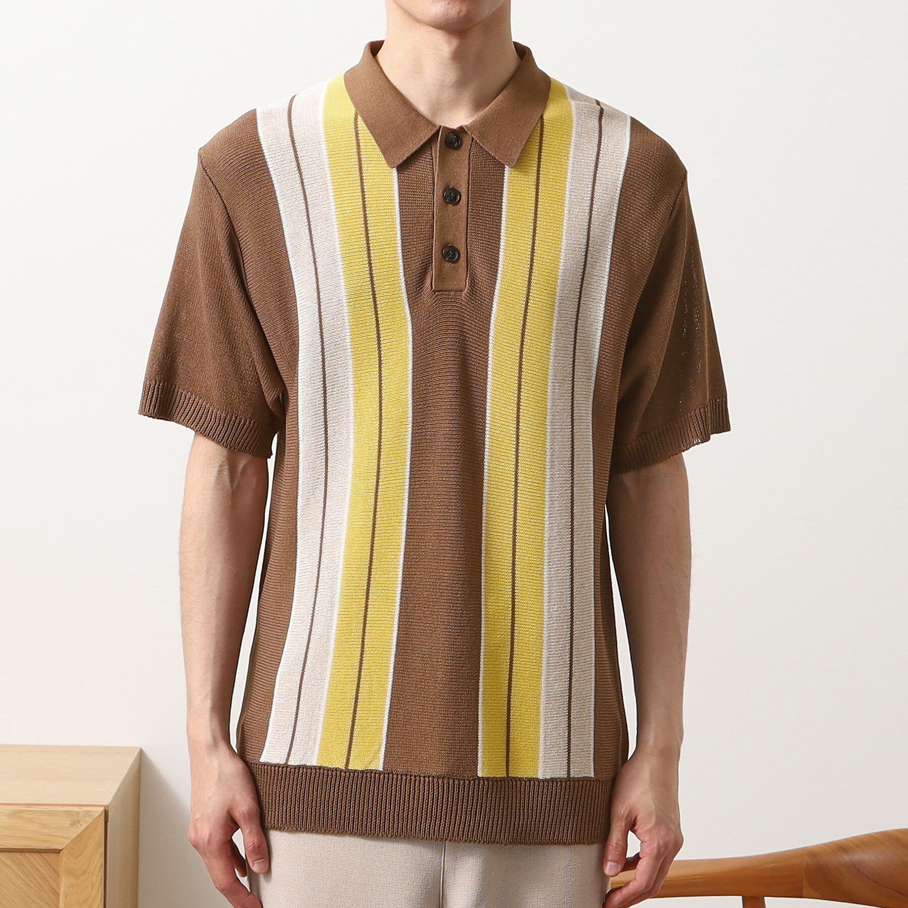 THE SHOP TK「【日本テレビ系　ダメマネ！出演　鈴木仁さん着用】マルチストライプニットポロシャツ」|ポロシャツ|