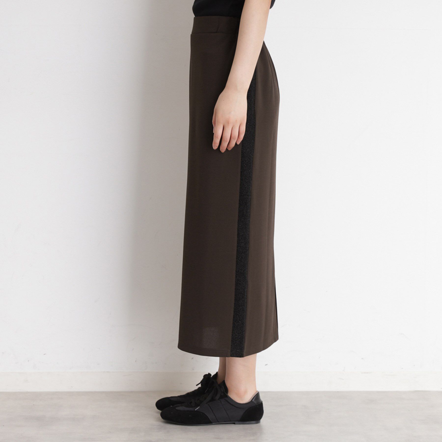 THE SHOP TK「サイドラメラインタイトスカート【洗濯機OK】」|スカート|