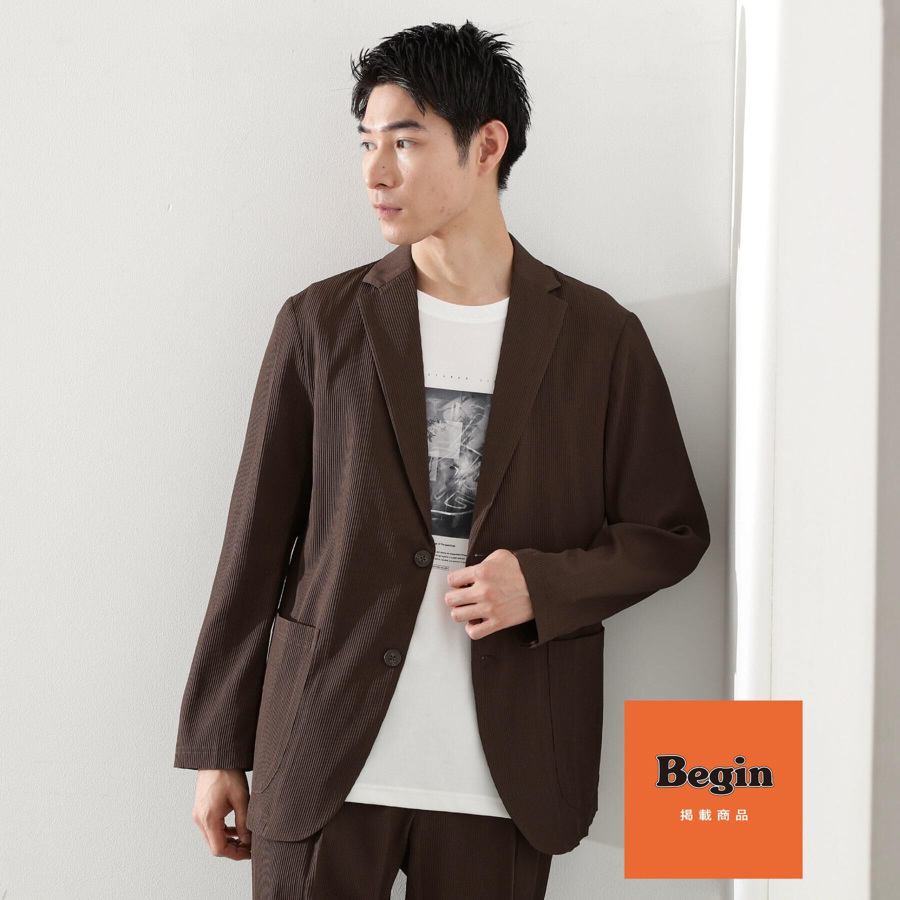 THE SHOP TK「【Begin/ビギン10月号掲載】楊柳スマートジャケット　軽量/洗濯機OK/セットアップ可」|テーラードジャケット|ブラウン(044)