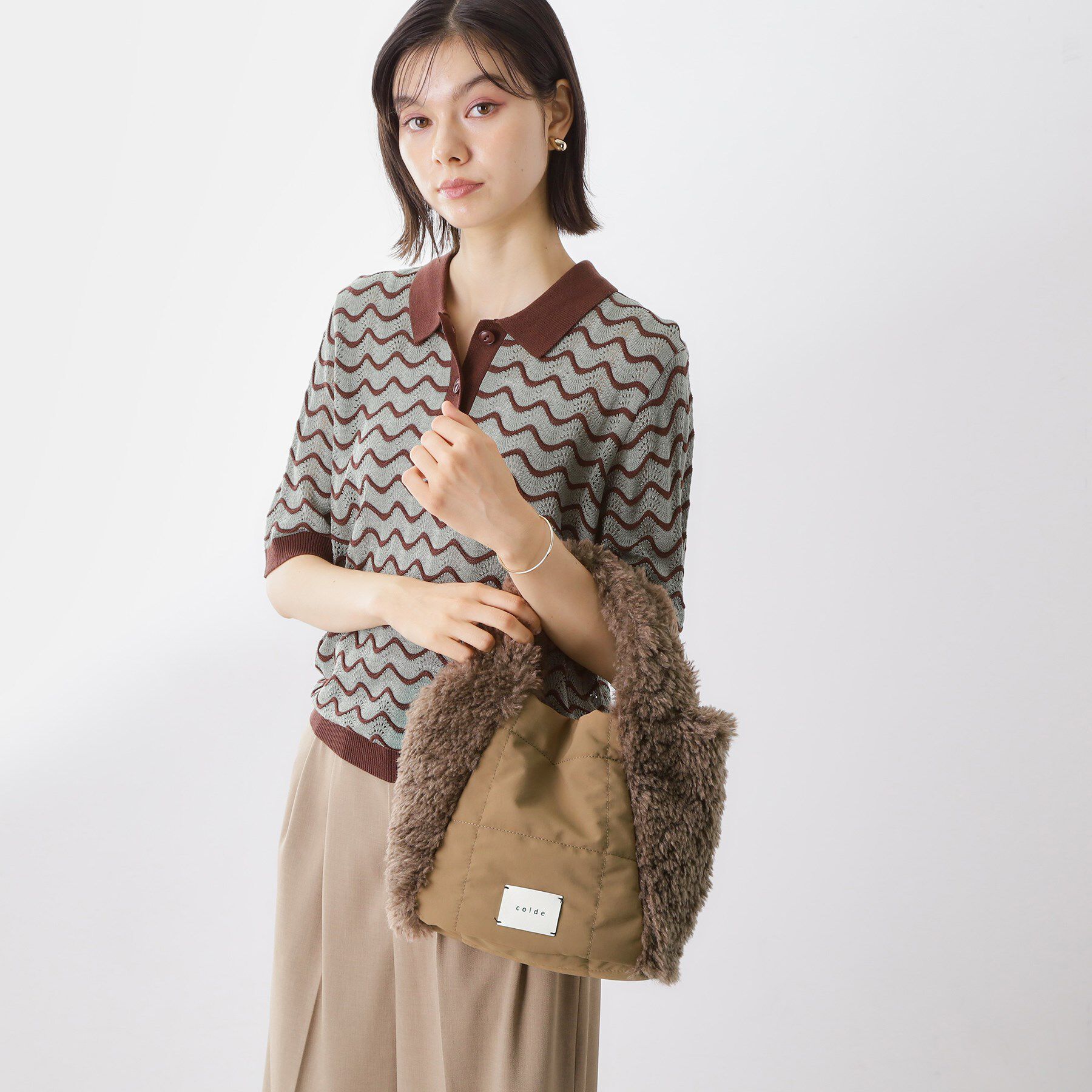 THE SHOP TK「キルト&times;フェイクファー2WAYトート」|トートバッグ|