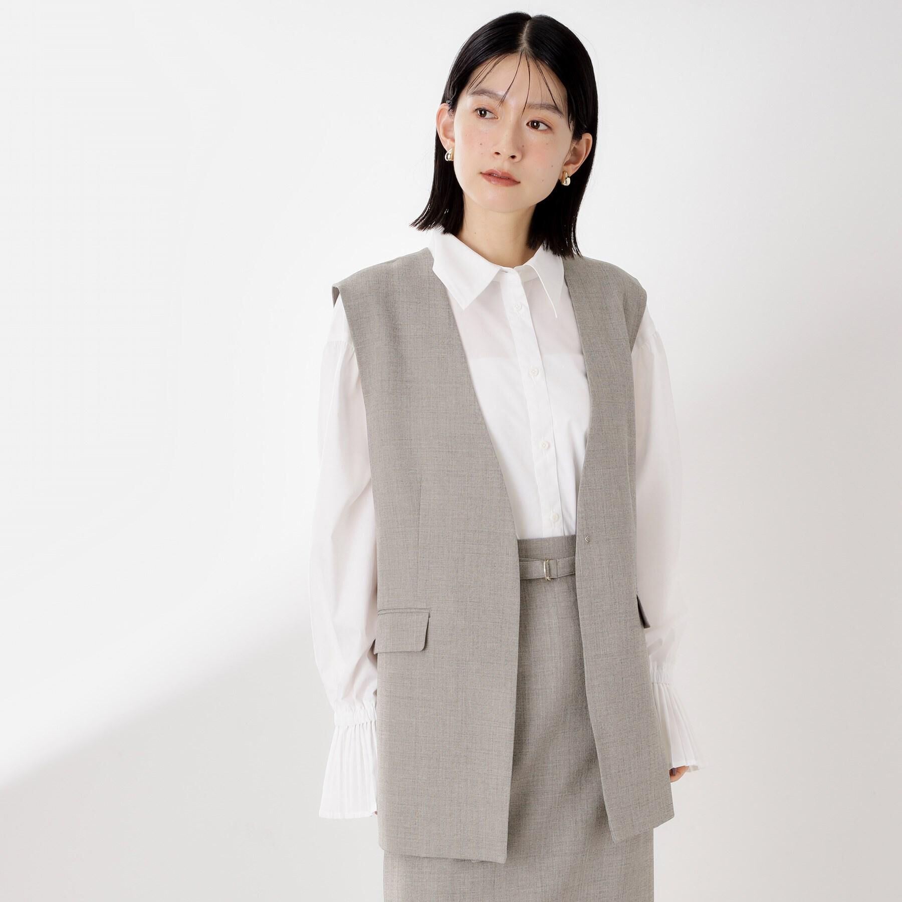 THE SHOP TK「ノーカラージレ【セットアップ可/洗濯機OK】/CAVIANシリーズ」|ベスト・ジレ|