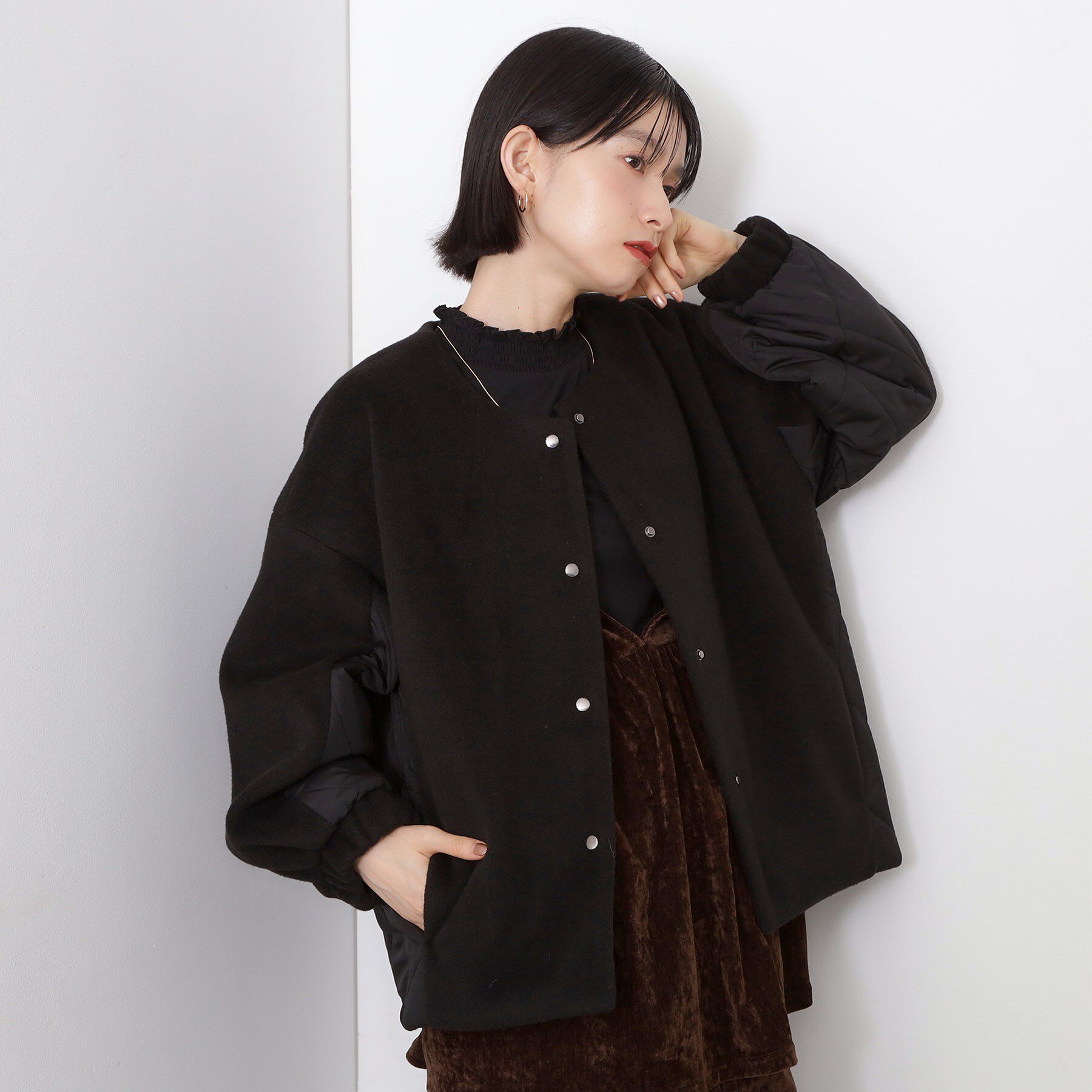 THE SHOP TK「前後で印象が変わる ドッキングノーカラージャケット」|ノーカラージャケット|