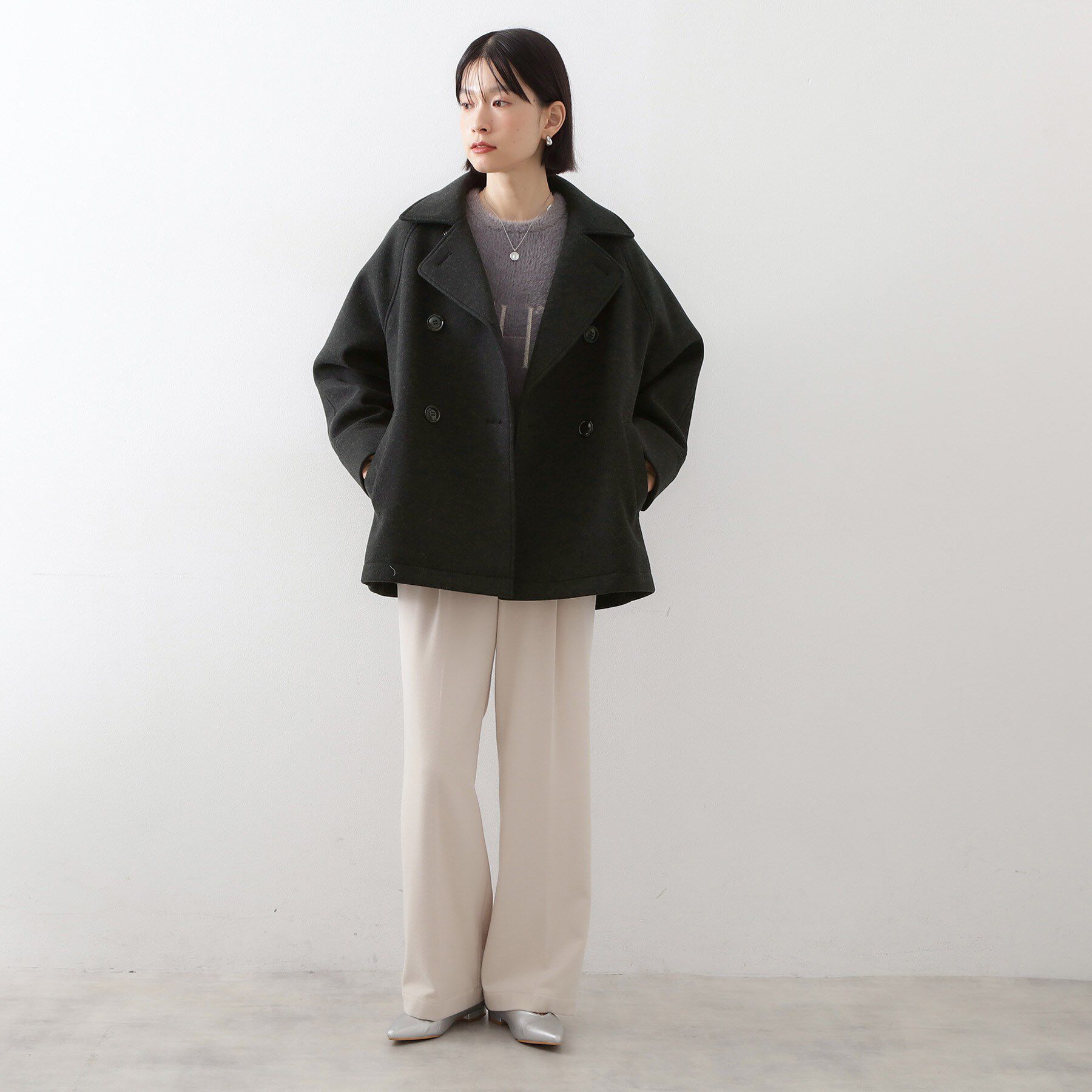 THE SHOP TK「柔らかで大人上品 ジャージメルトンPコート」|ピーコート|
