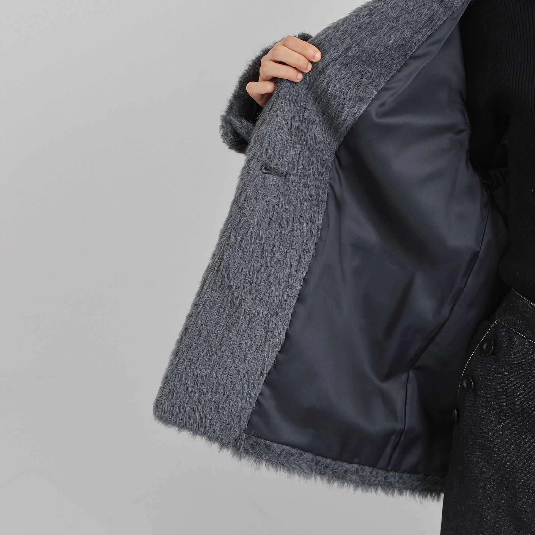 THE SHOP TK「纏うだけで大人上品 シャギーチェスターハーフコート」|チェスターコート|