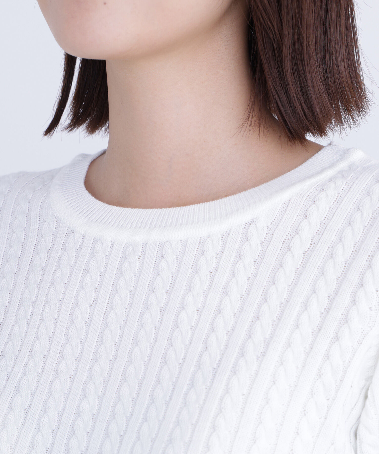  「バイカラーラインミニケーブルニット」|ニット・セーター|