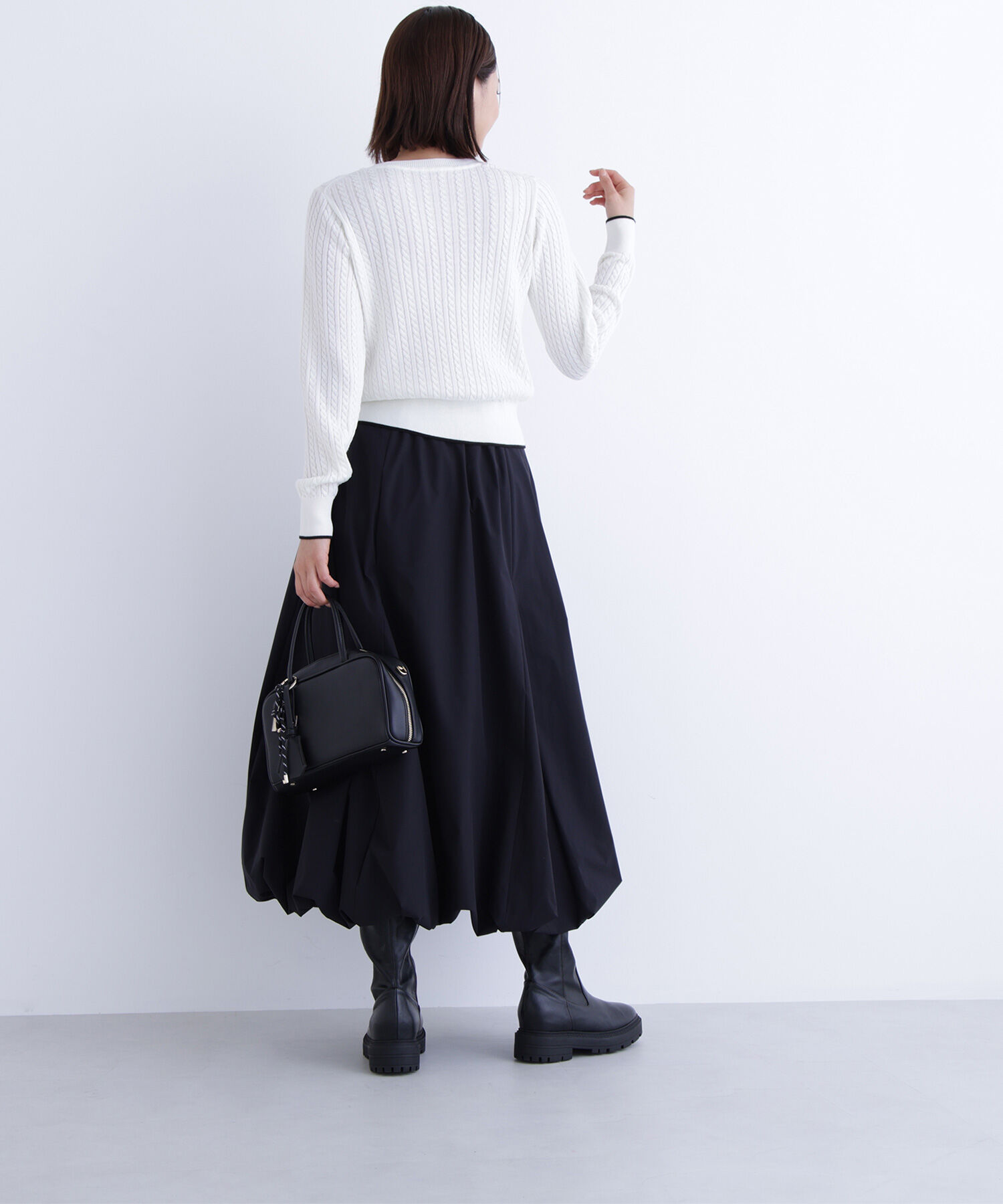  「バイカラーラインミニケーブルニット」|ニット・セーター|