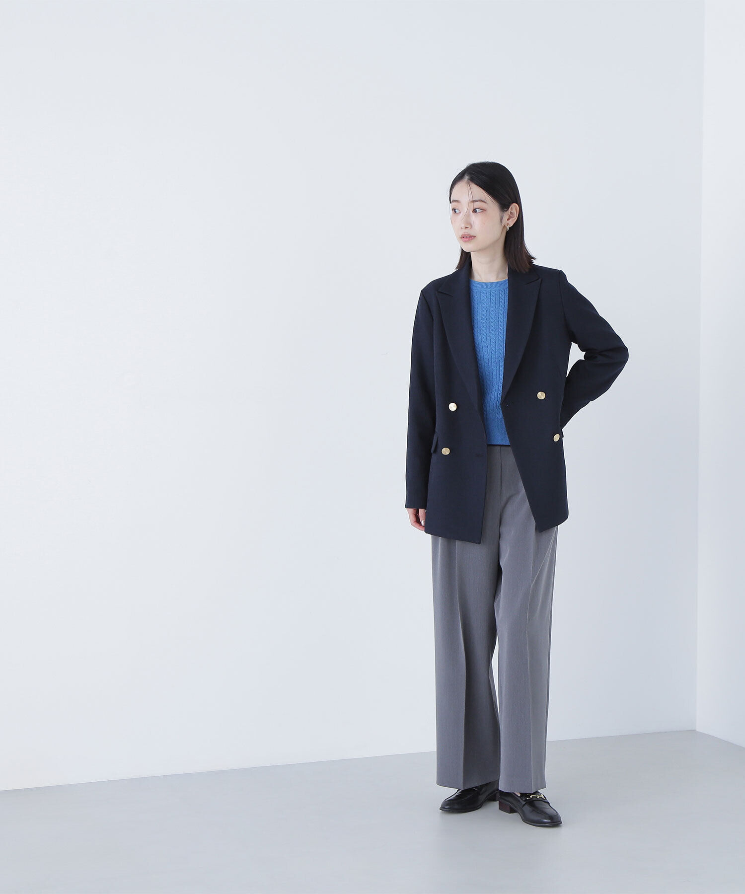  「バイカラーラインミニケーブルニット」|ニット・セーター|