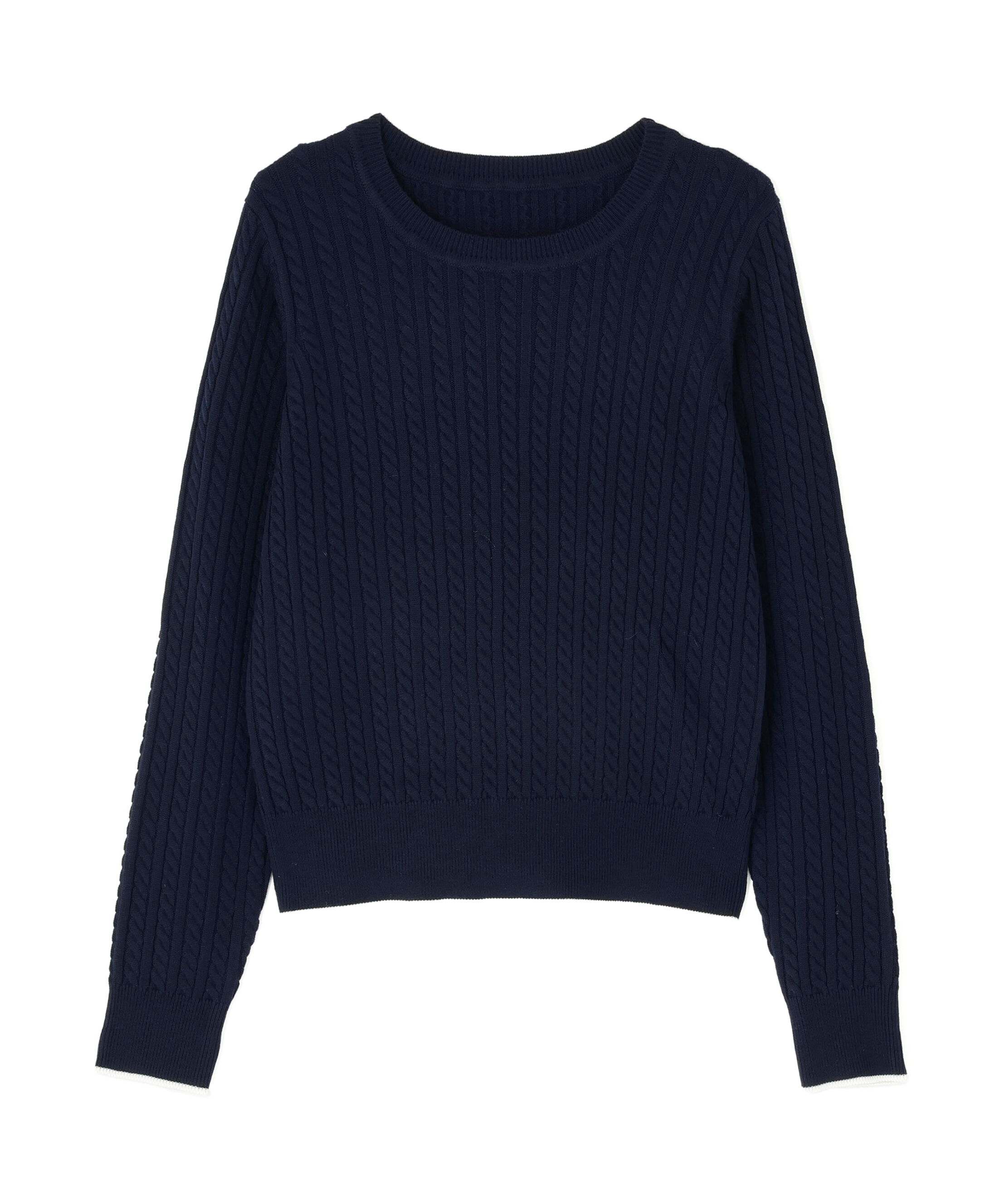  「バイカラーラインミニケーブルニット」|ニット・セーター|