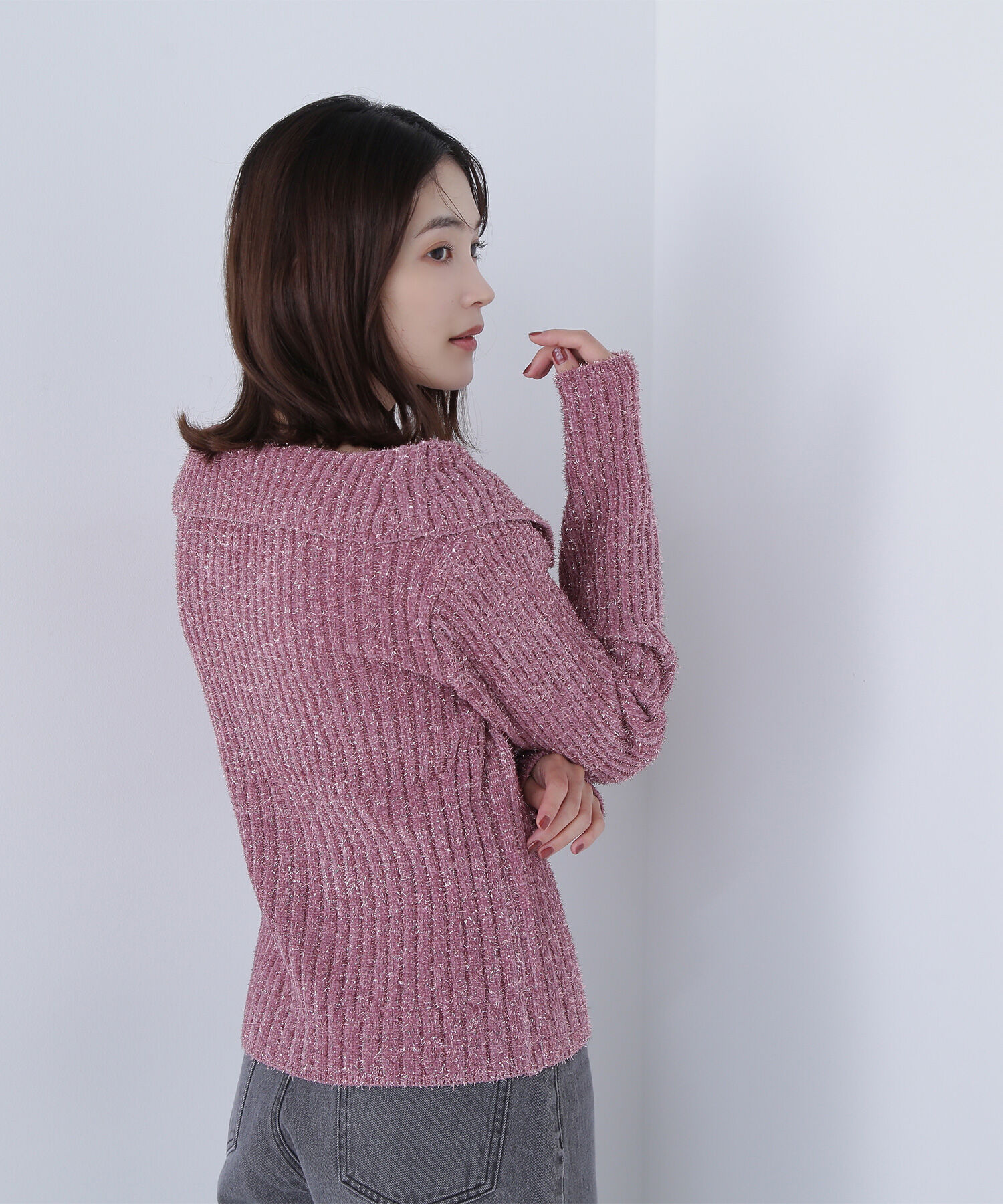  「ラメシャギージップニット」|ニット・セーター|