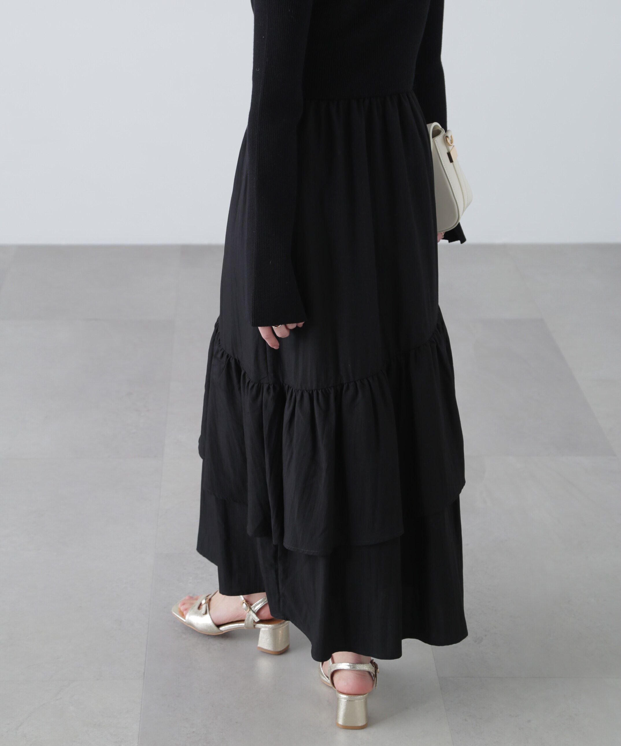  「前後2way布帛ドッキングリブニットワンピース」|ワンピース|