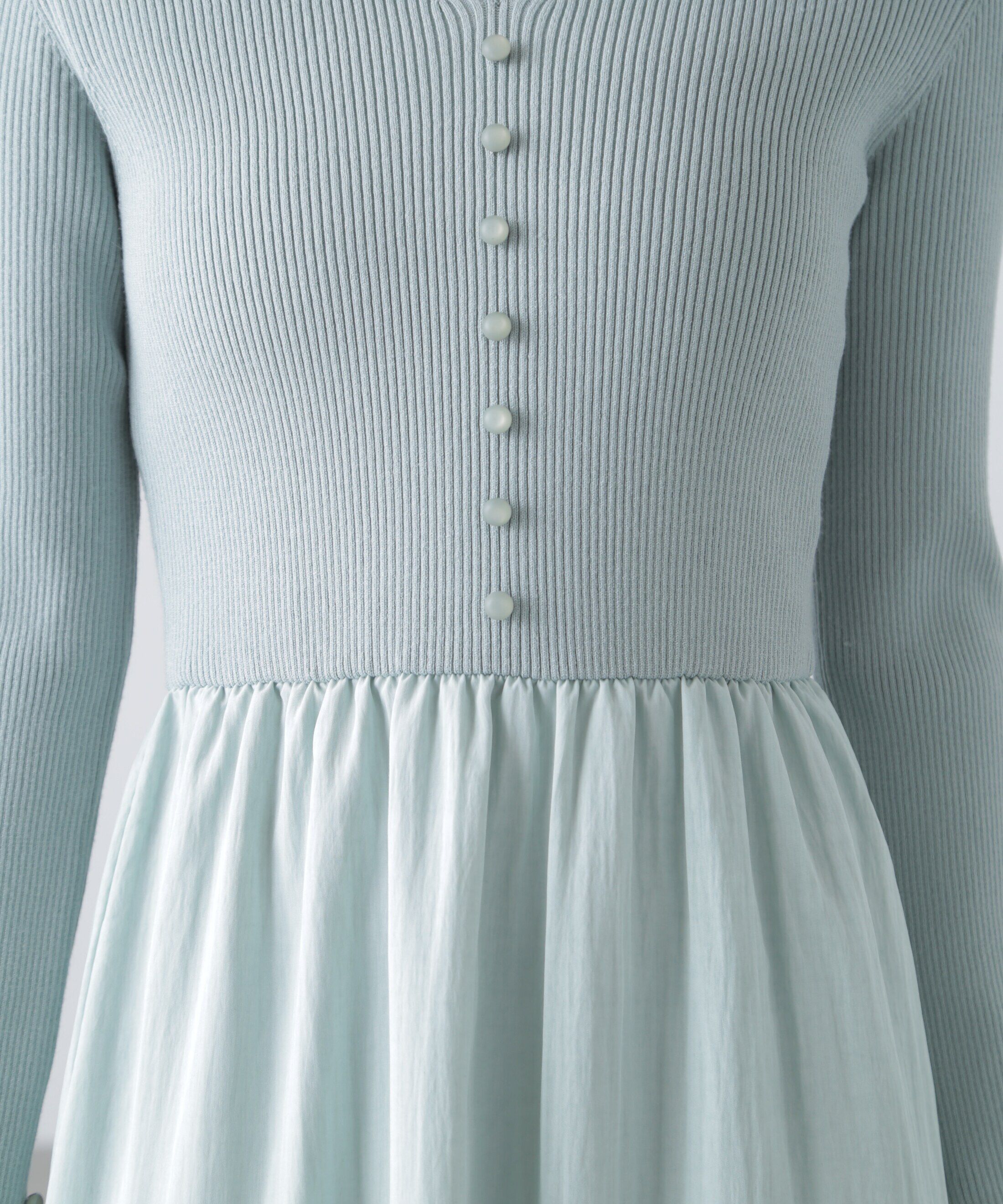  「前後2way布帛ドッキングリブニットワンピース」|ワンピース|