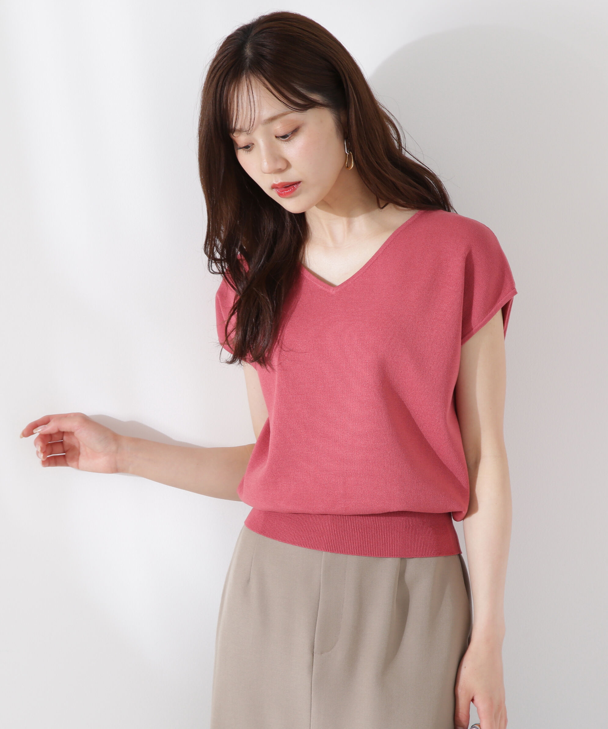 PROPORTION BODY DRESSING「Vネック総針ニット」|ニット・セーター|