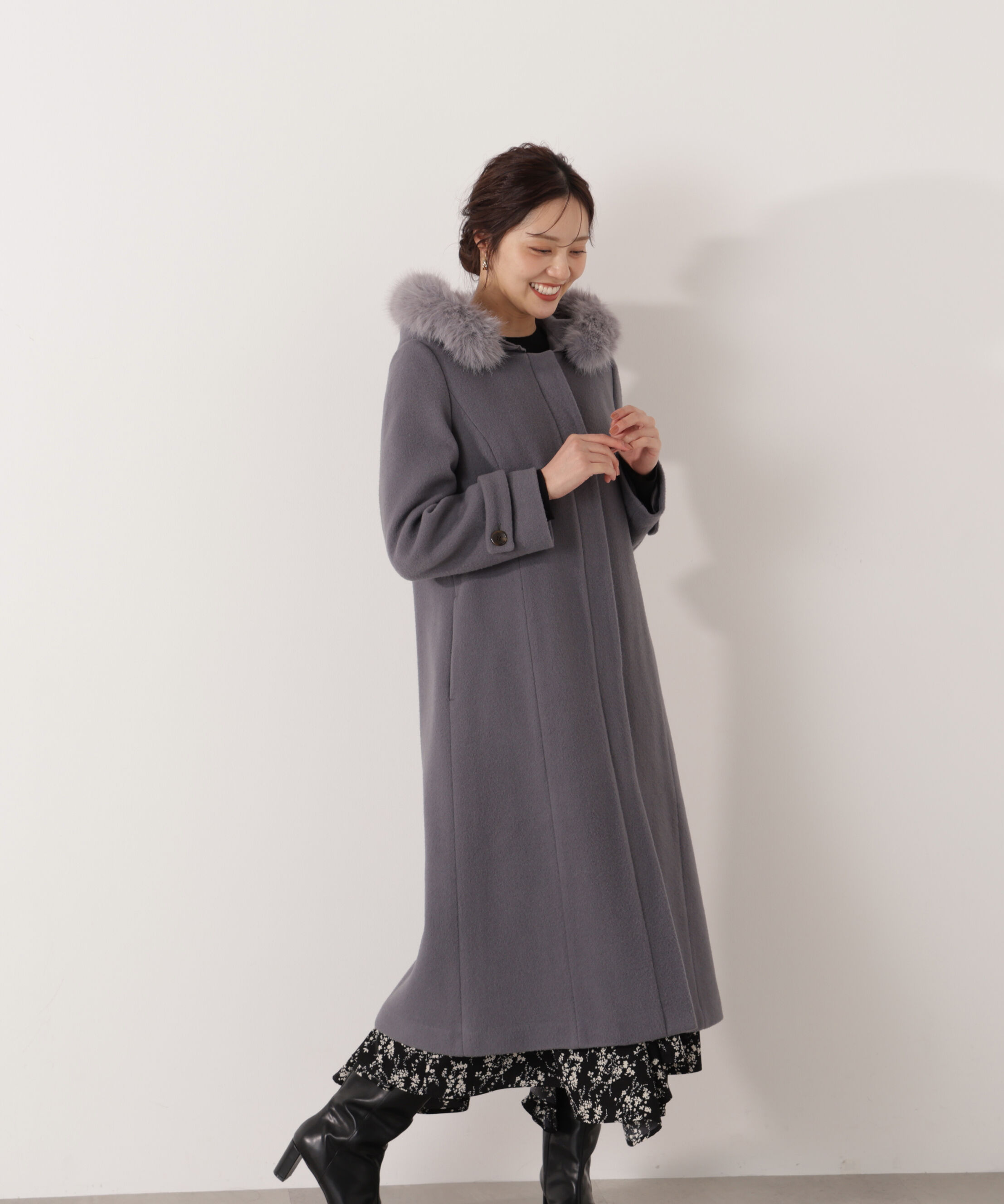 PROPORTION BODY DRESSING「モッサフードフェイクファーロングコート 25AW」|その他|