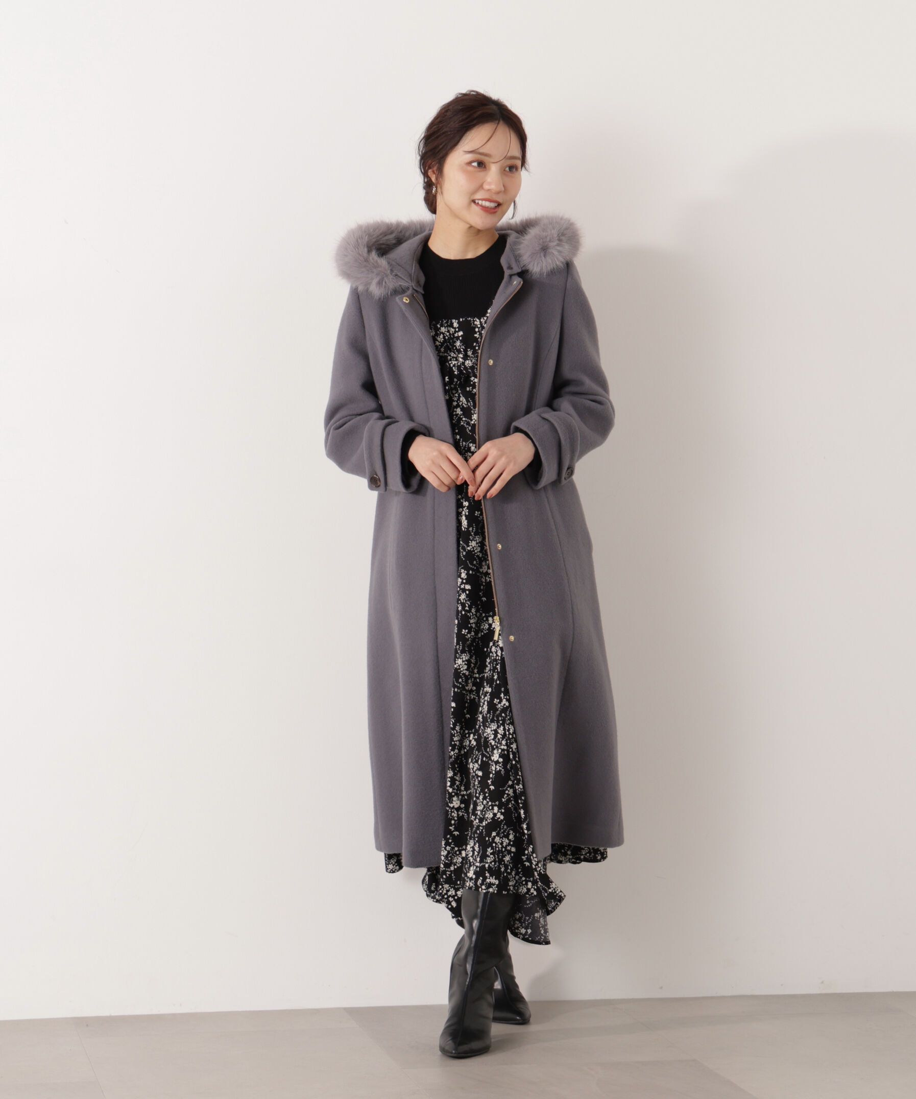 PROPORTION BODY DRESSING「モッサフードフェイクファーロングコート 25AW」|その他|