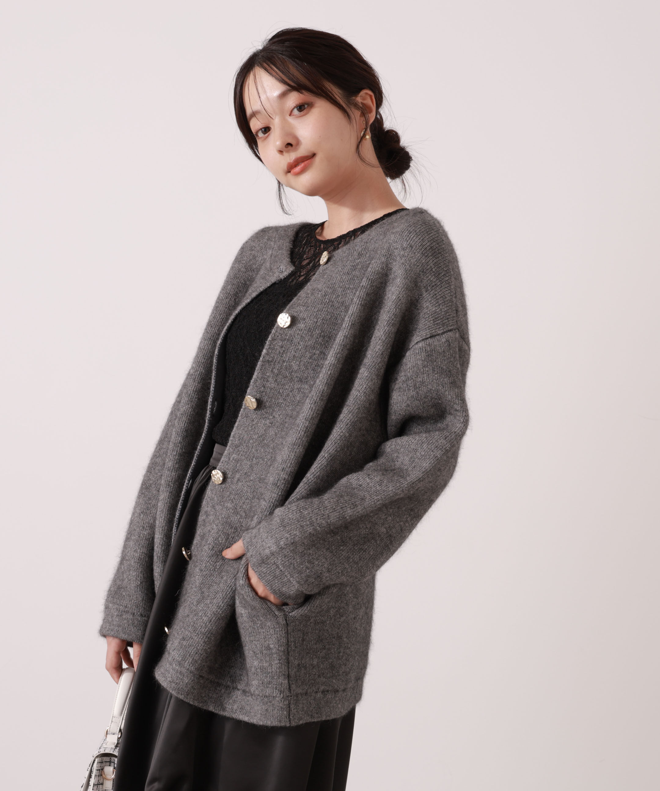 PROPORTION BODY DRESSING「FOX混ダブルフェイスニットカーディガン 25AW」|カーディガン|