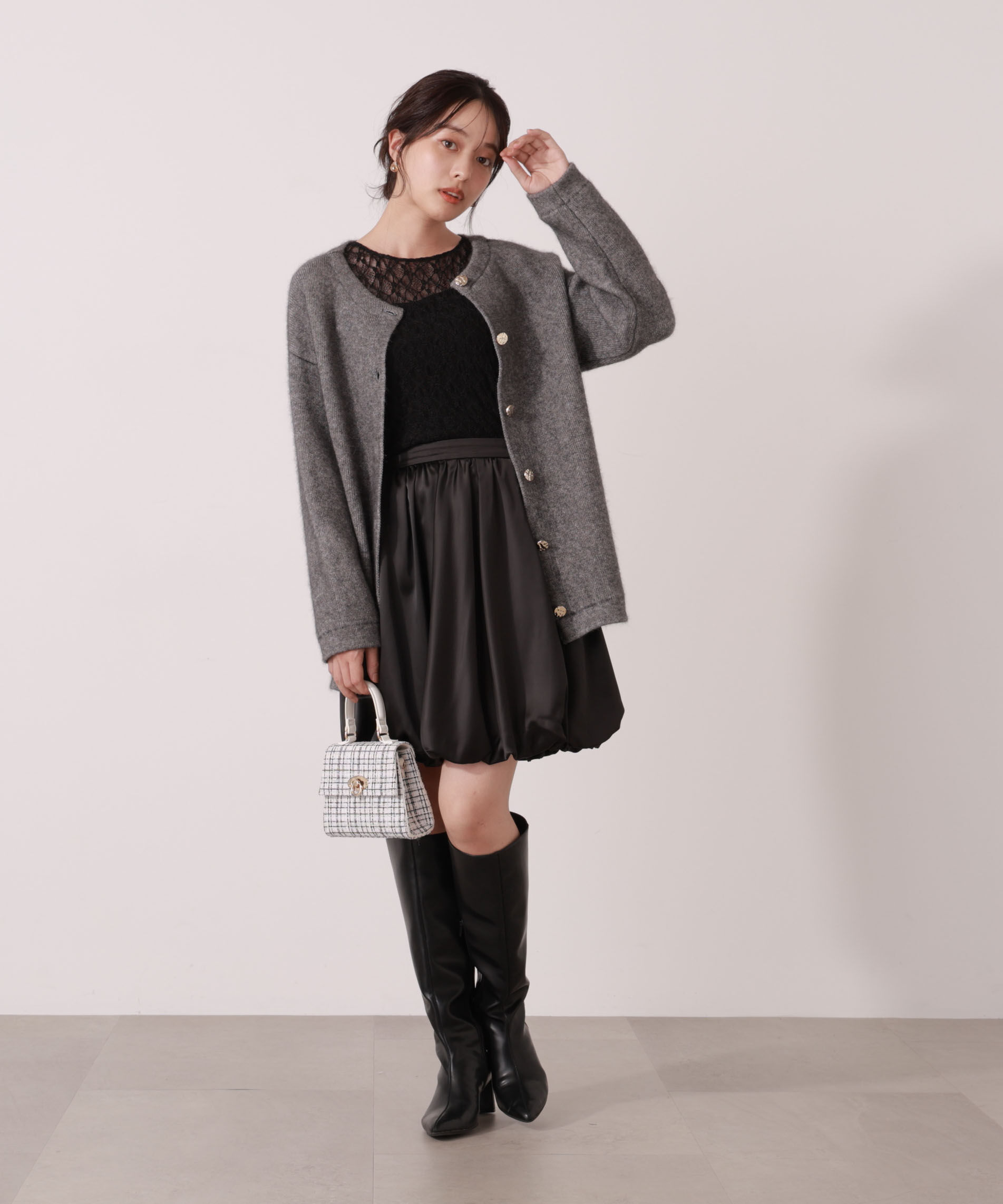 PROPORTION BODY DRESSING「FOX混ダブルフェイスニットカーディガン 25AW」|カーディガン|