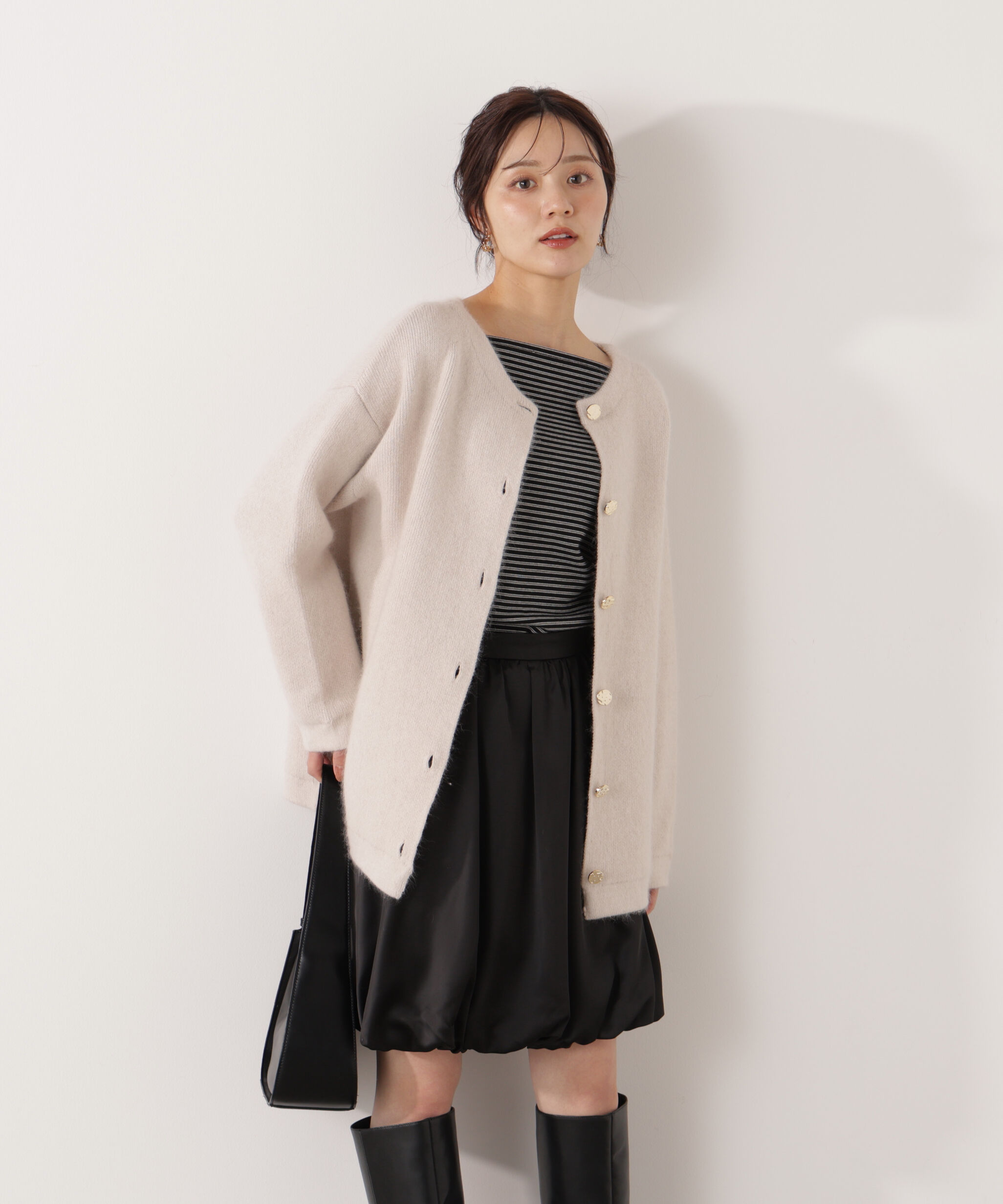 PROPORTION BODY DRESSING「FOX混ダブルフェイスニットカーディガン 25AW」|カーディガン|