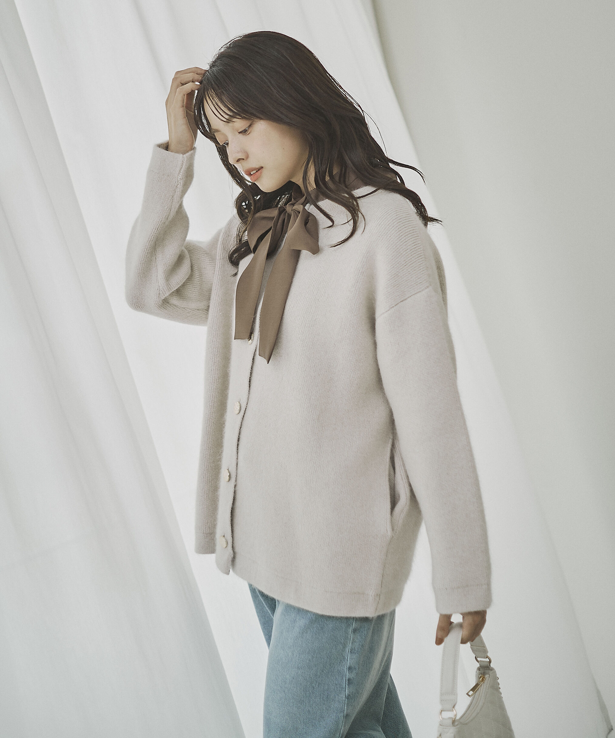 PROPORTION BODY DRESSING「FOX混ダブルフェイスニットカーディガン 25AW」|カーディガン|