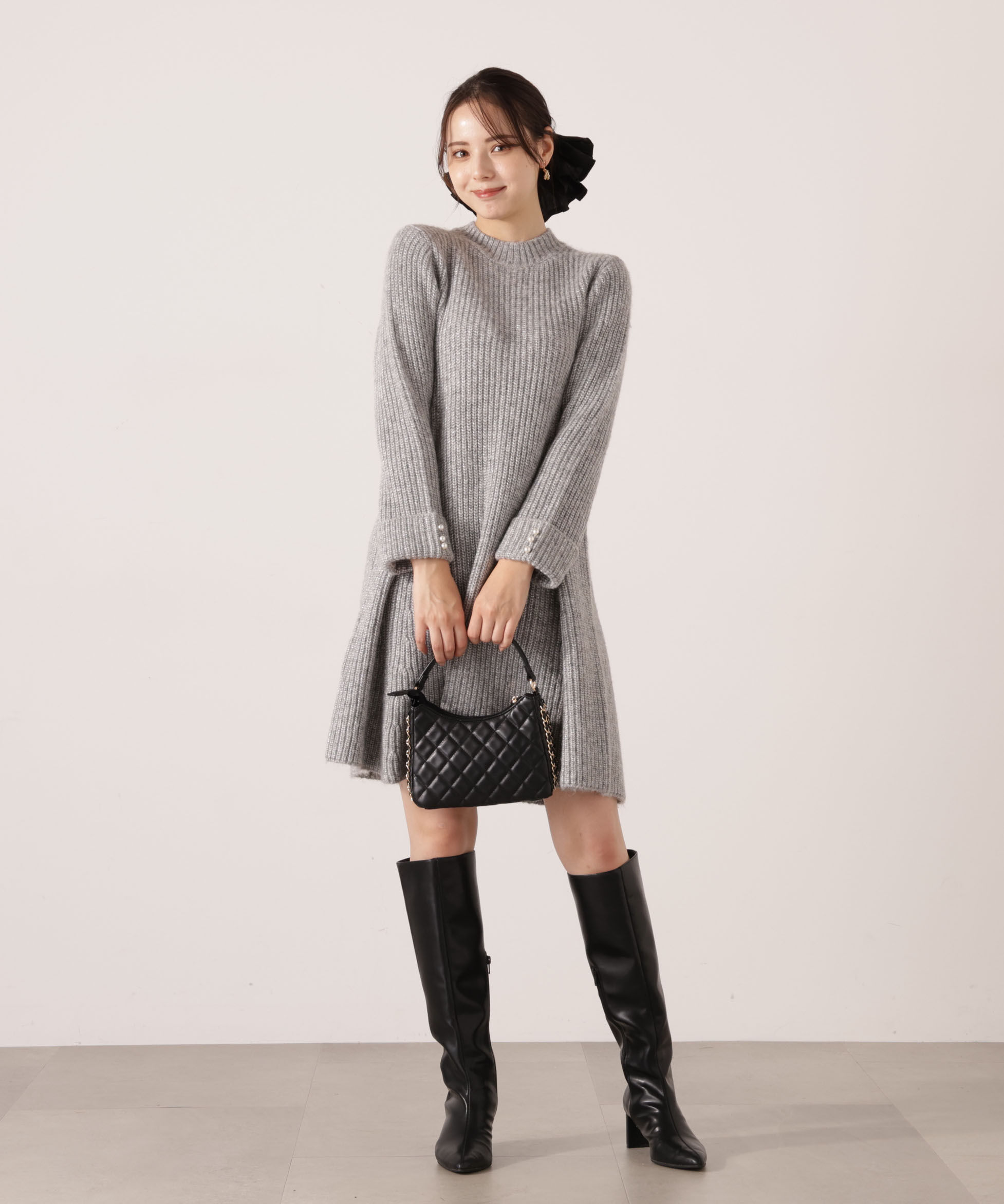 PROPORTION BODY DRESSING「ウールブレンドラメ入りニットミニワンピース　25AW」|ワンピース|