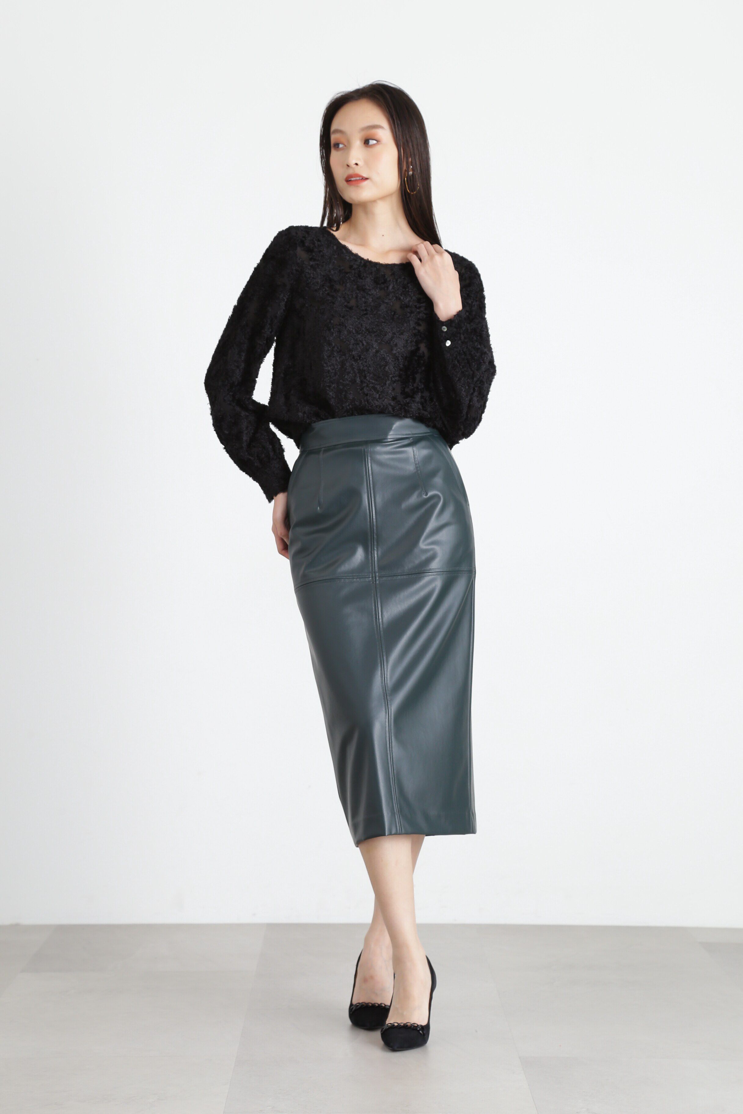  「◆カットジャガードリボンブラウス」|シャツ・ブラウス|