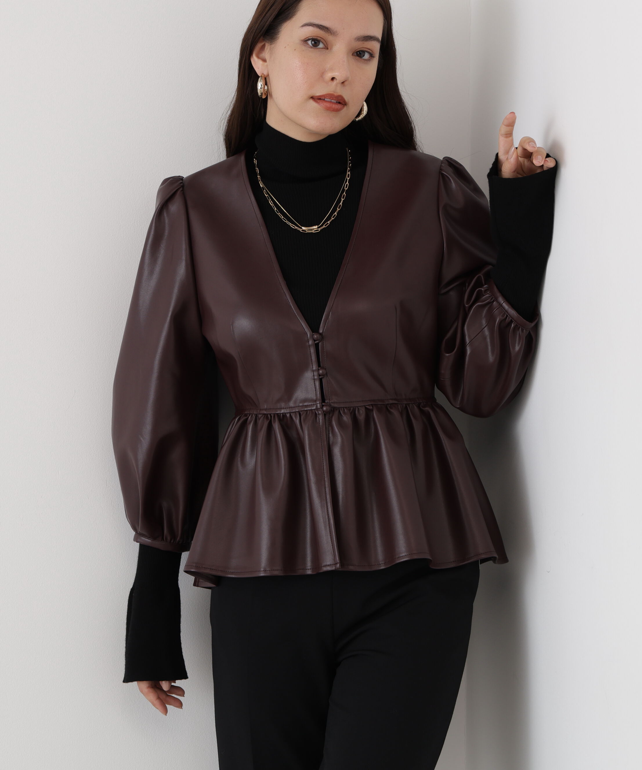  「◆フォーレザーペプラムブラウス」|シャツ・ブラウス|