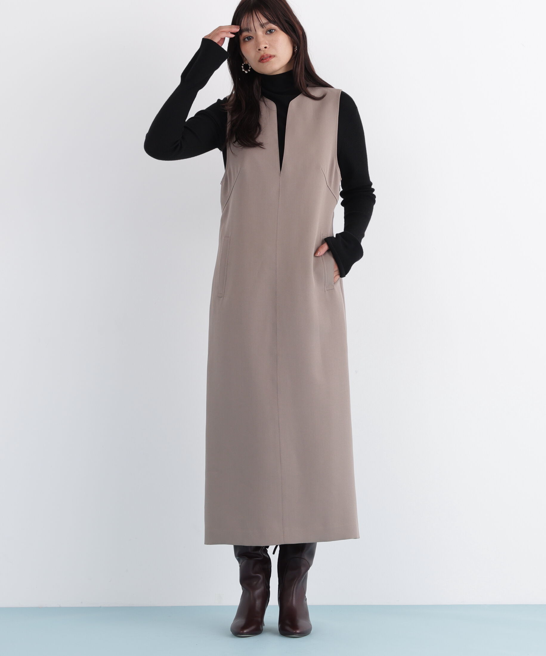  「◆キーネックジャンパースカート」|ワンピース|モカ6