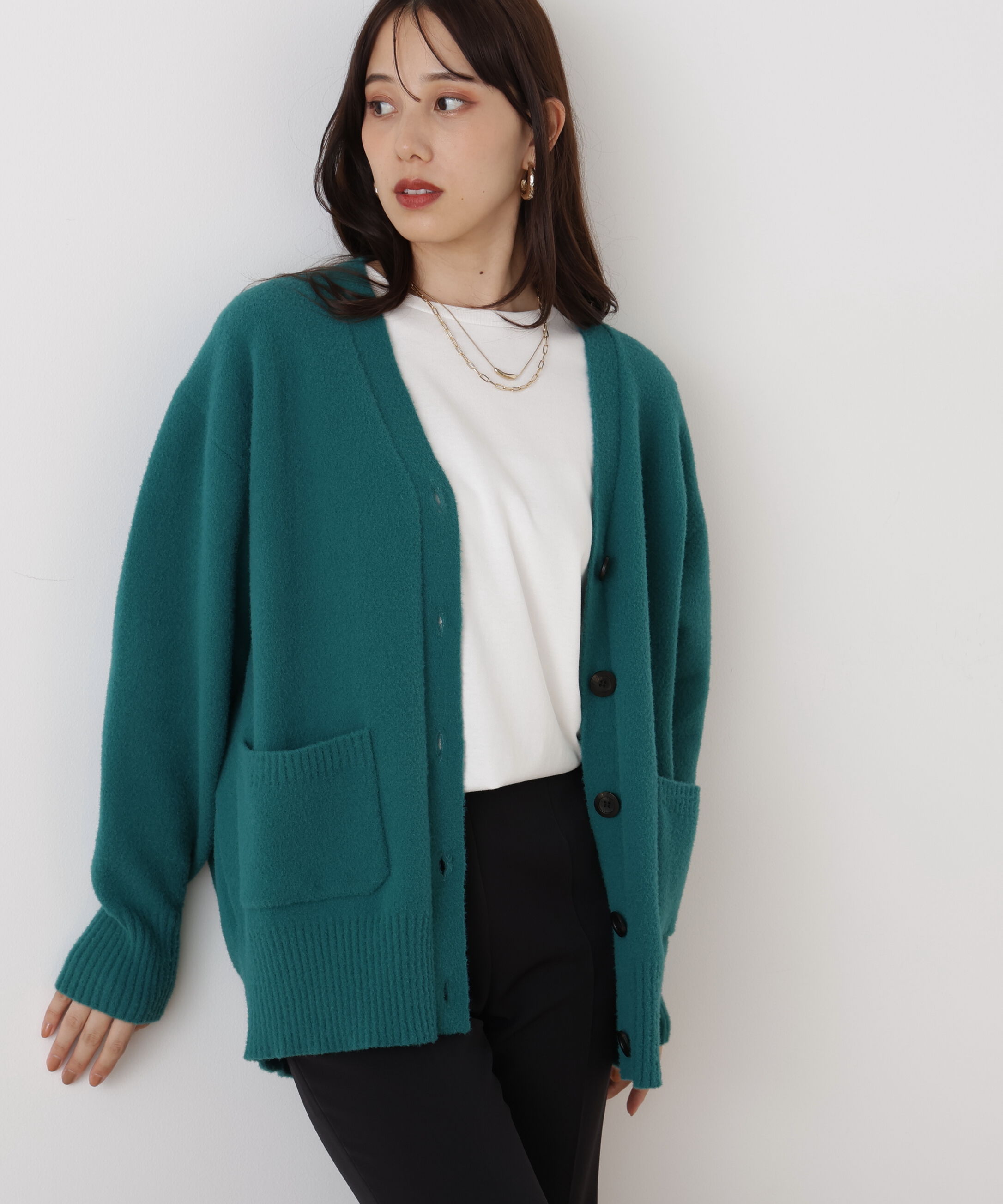  「◆［WEB限定色 ピンク］フェザーヤーンオーバーカーディガン」|その他|グリーン