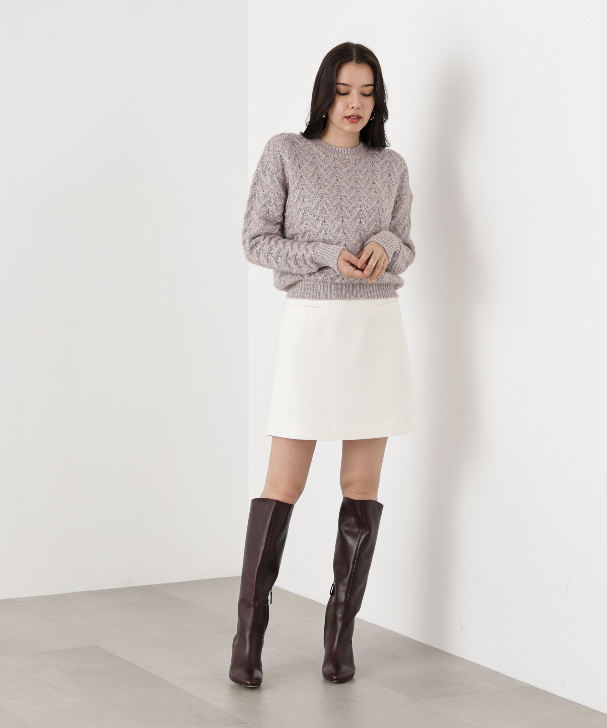  「◆ラメケーブルニットプルオーバー」|ニット・セーター|