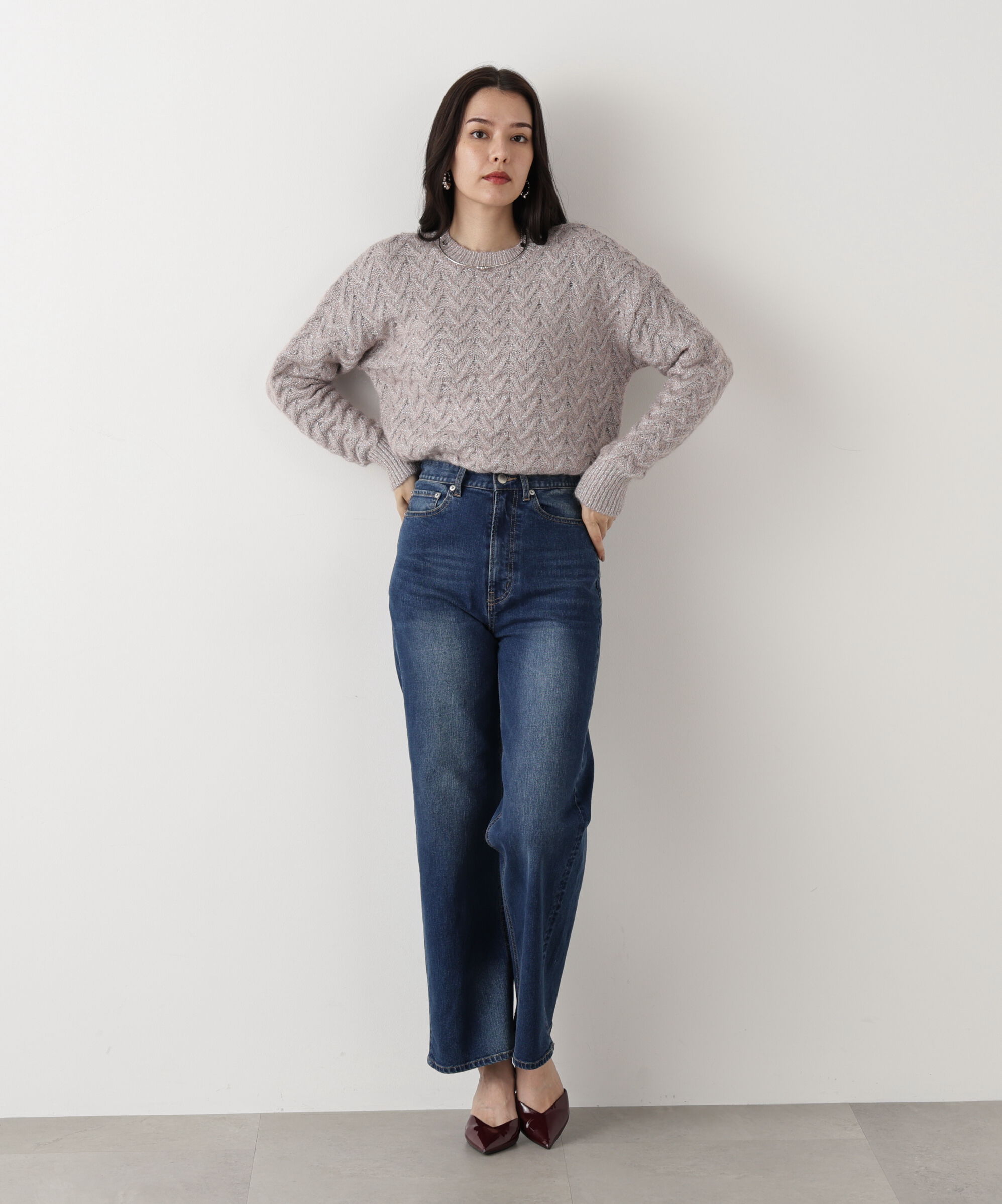  「◆ラメケーブルニットプルオーバー」|ニット・セーター|