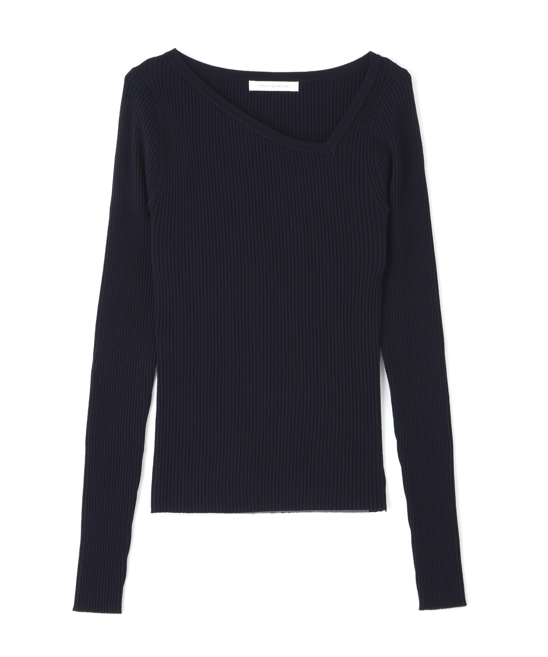  「アシンメトリーネックニットプルオーバー」|ニット・セーター|