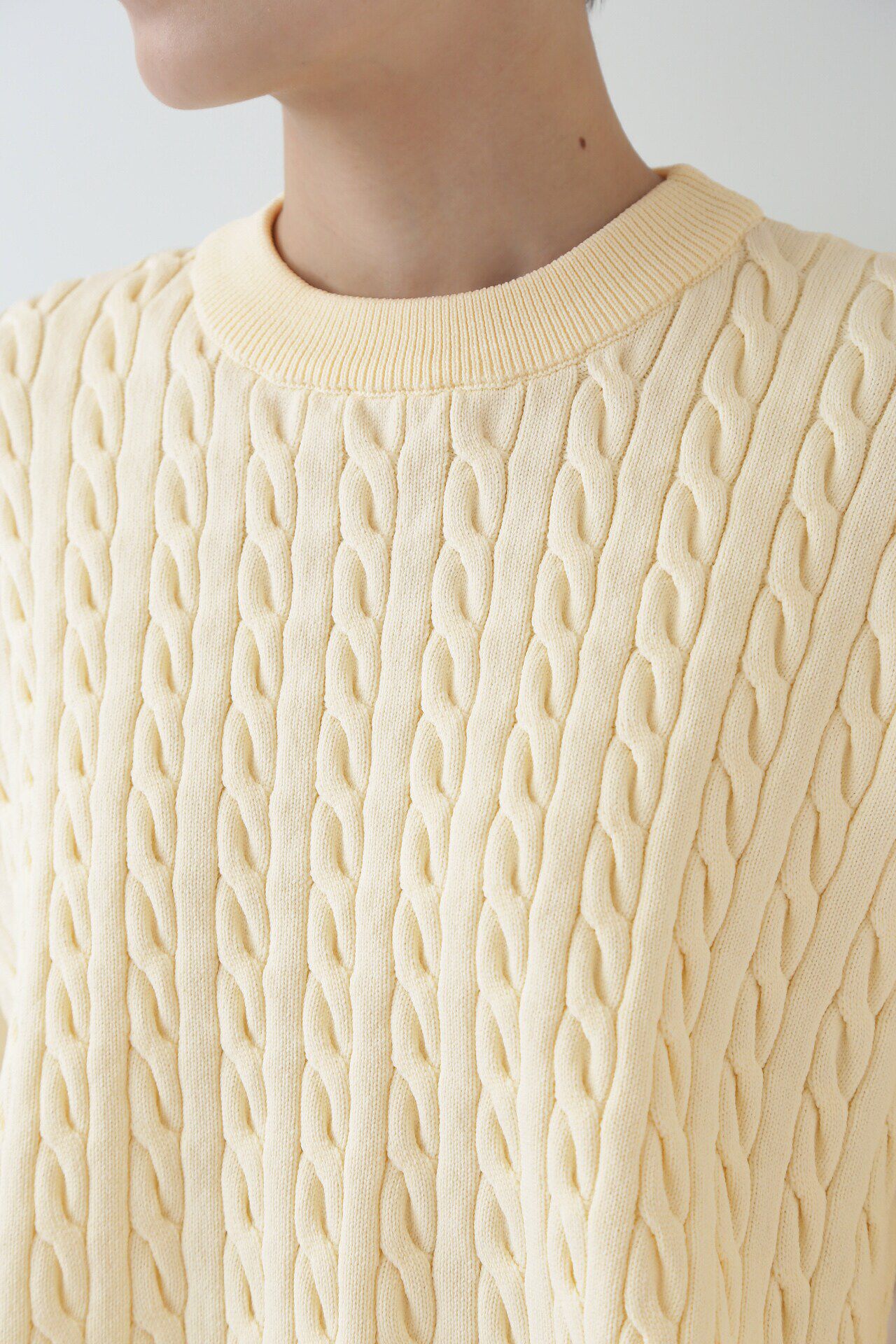  「◆布帛ドッキングケーブルニット」|ニット・セーター|